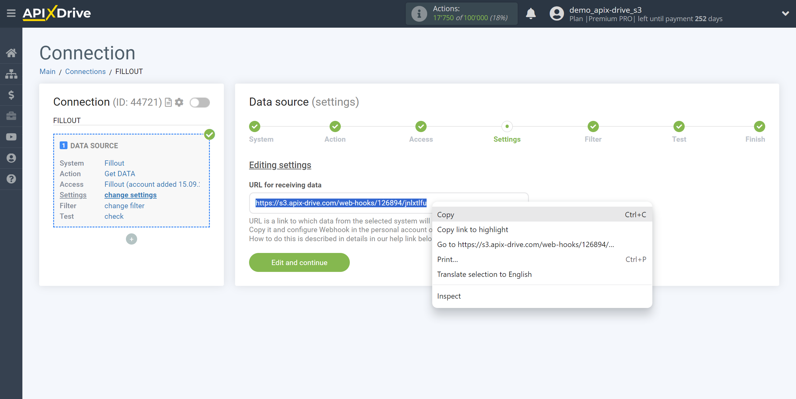 How to Connect Fillout as Data Source | URL for receiving data How to Connect Fillout as Data Source | URL for receiving data