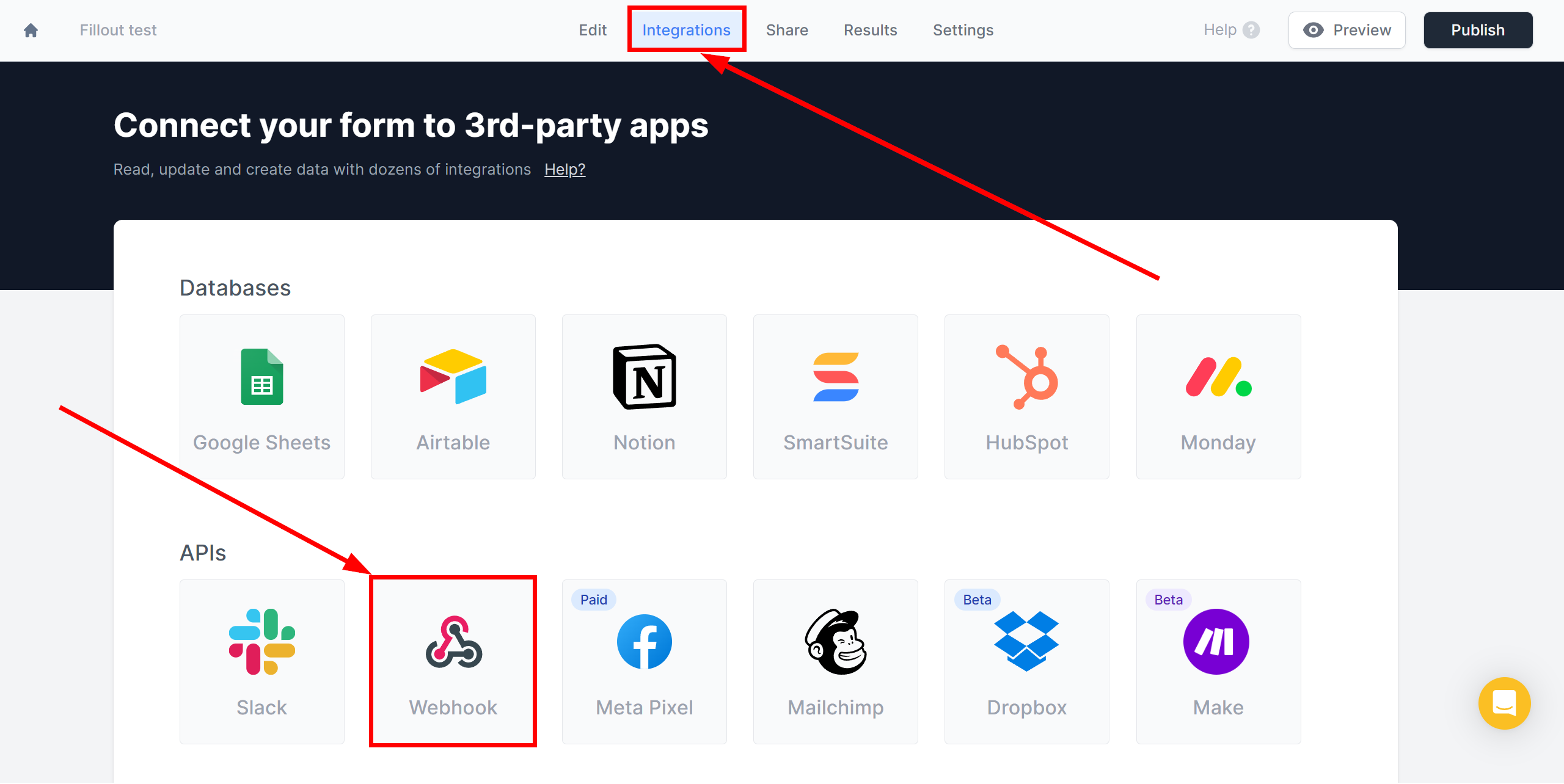 How to Connect Fillout as Data Source | Go to the section for sending data via Webhook How to Connect Fillout as Data Source | Go to the section for sending data via Webhook