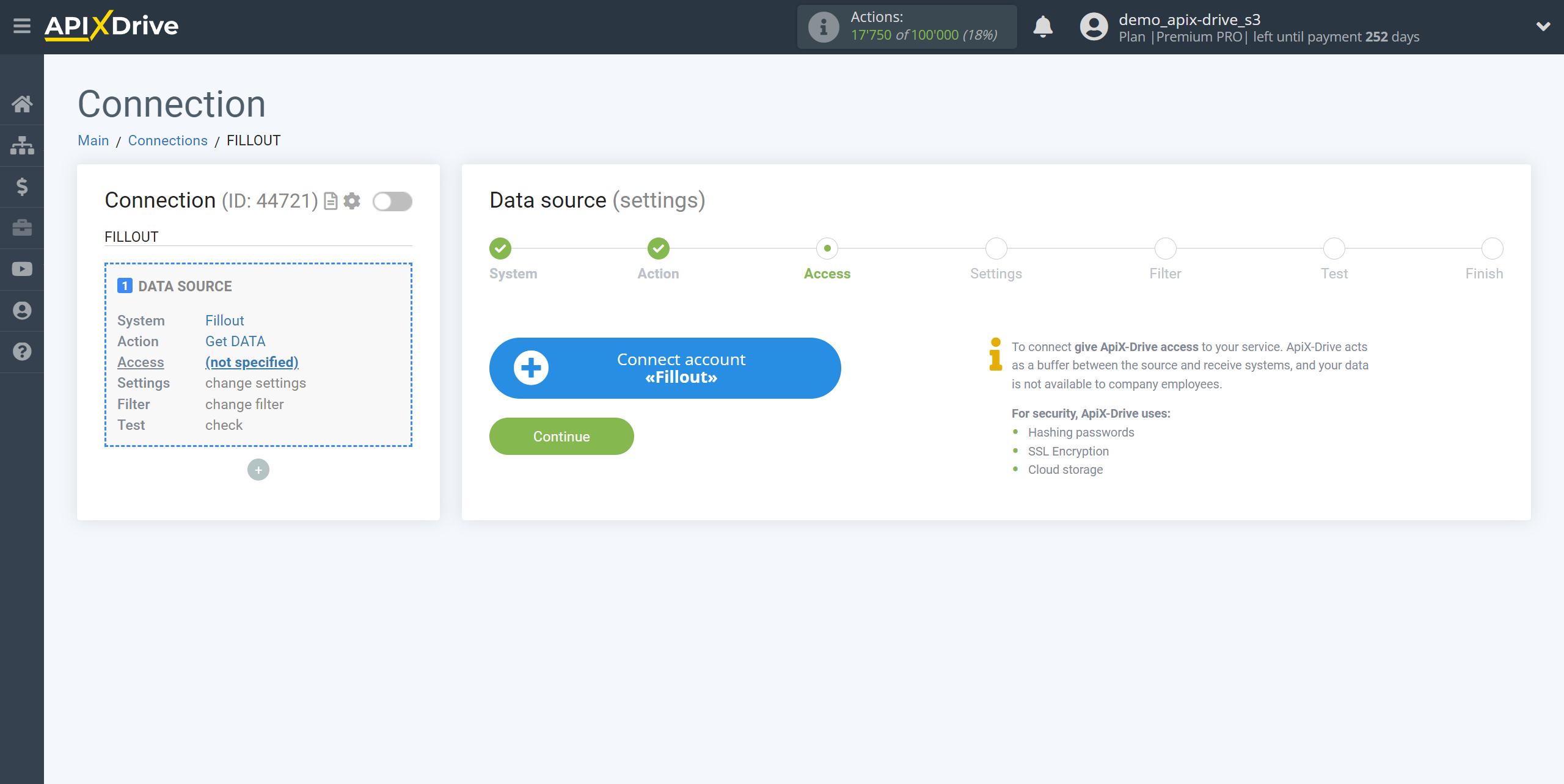 How to Connect Fillout as Data Source | Account connection How to Connect Fillout as Data Source | Account connection