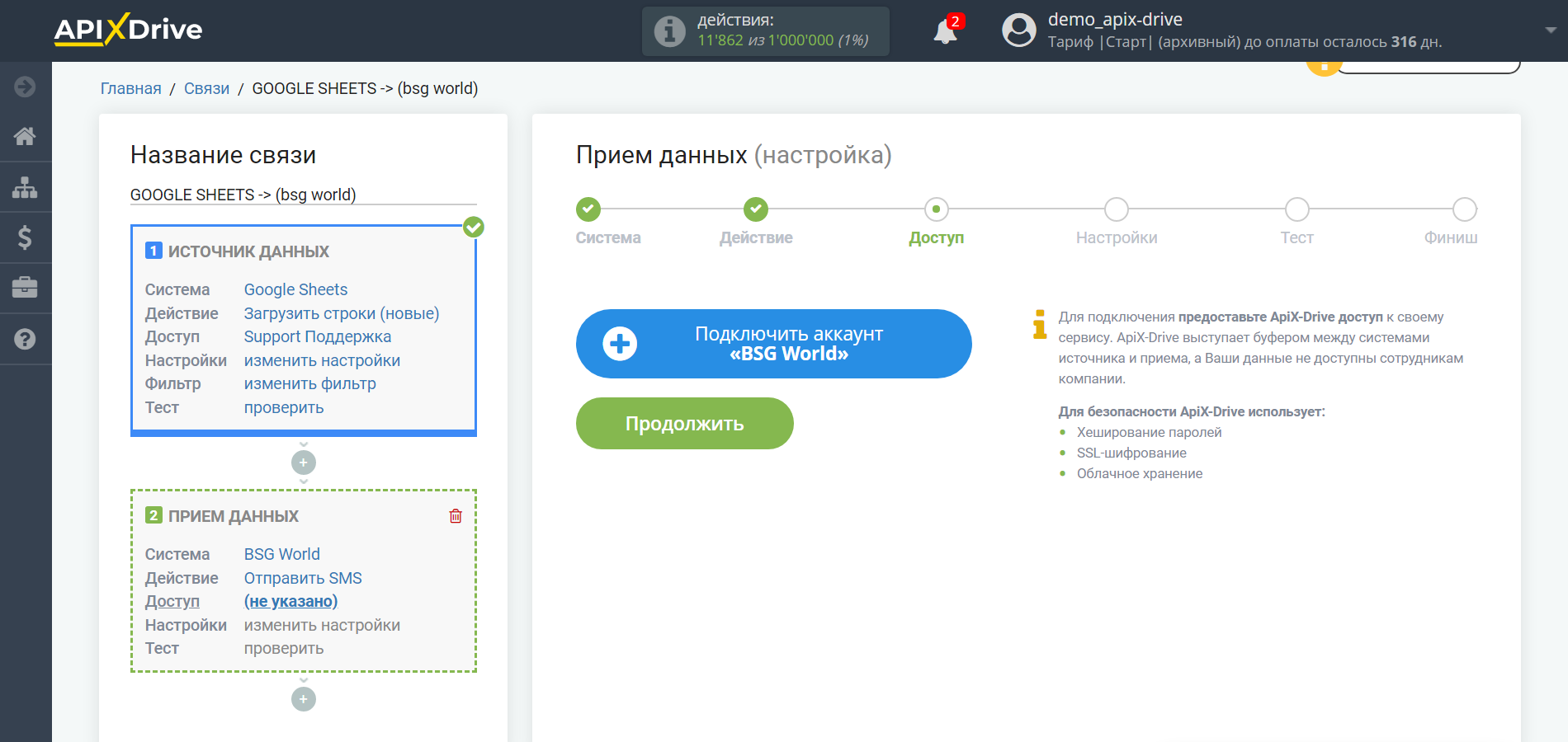 Настройка Приема данных в BSG World | Подключение аккаунта Настройка Приема данных в BSG World | Подключение аккаунта