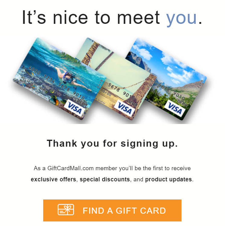 Приветственная рассылка сайта giftcardmall.com Приветственная рассылка сайта giftcardmall.com