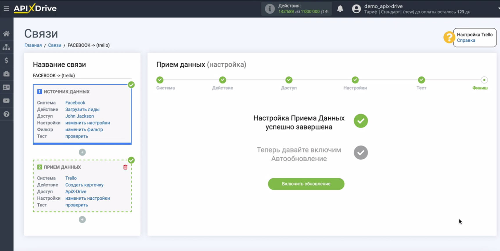 Интеграция Facebook и Trello | Настройка завершена Интеграция Facebook и Trello | Настройка завершена
