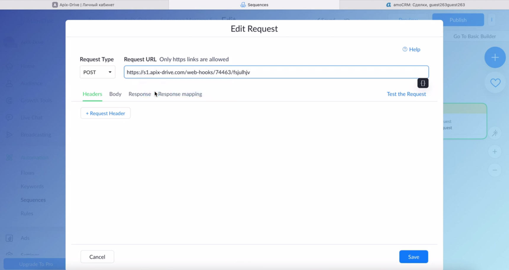 Интеграция ManyChat и AmoCRM | Вставьте URL Интеграция ManyChat и AmoCRM | Вставьте URL