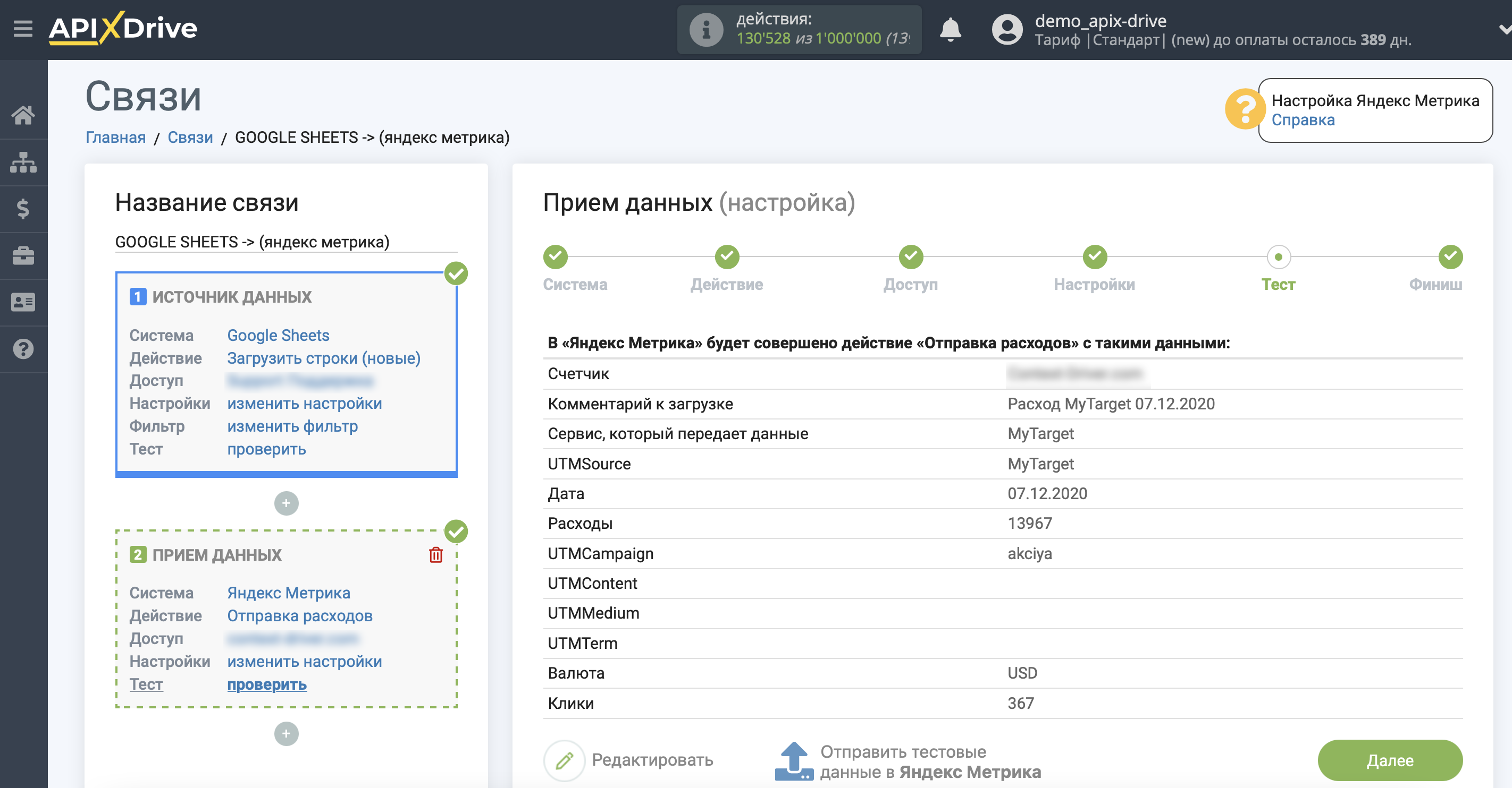 Импорт данных по расходам из Google Sheets в Яндекс.Метрику | Тестовые данные Импорт данных по расходам из Google Sheets в Яндекс.Метрику | Тестовые данные