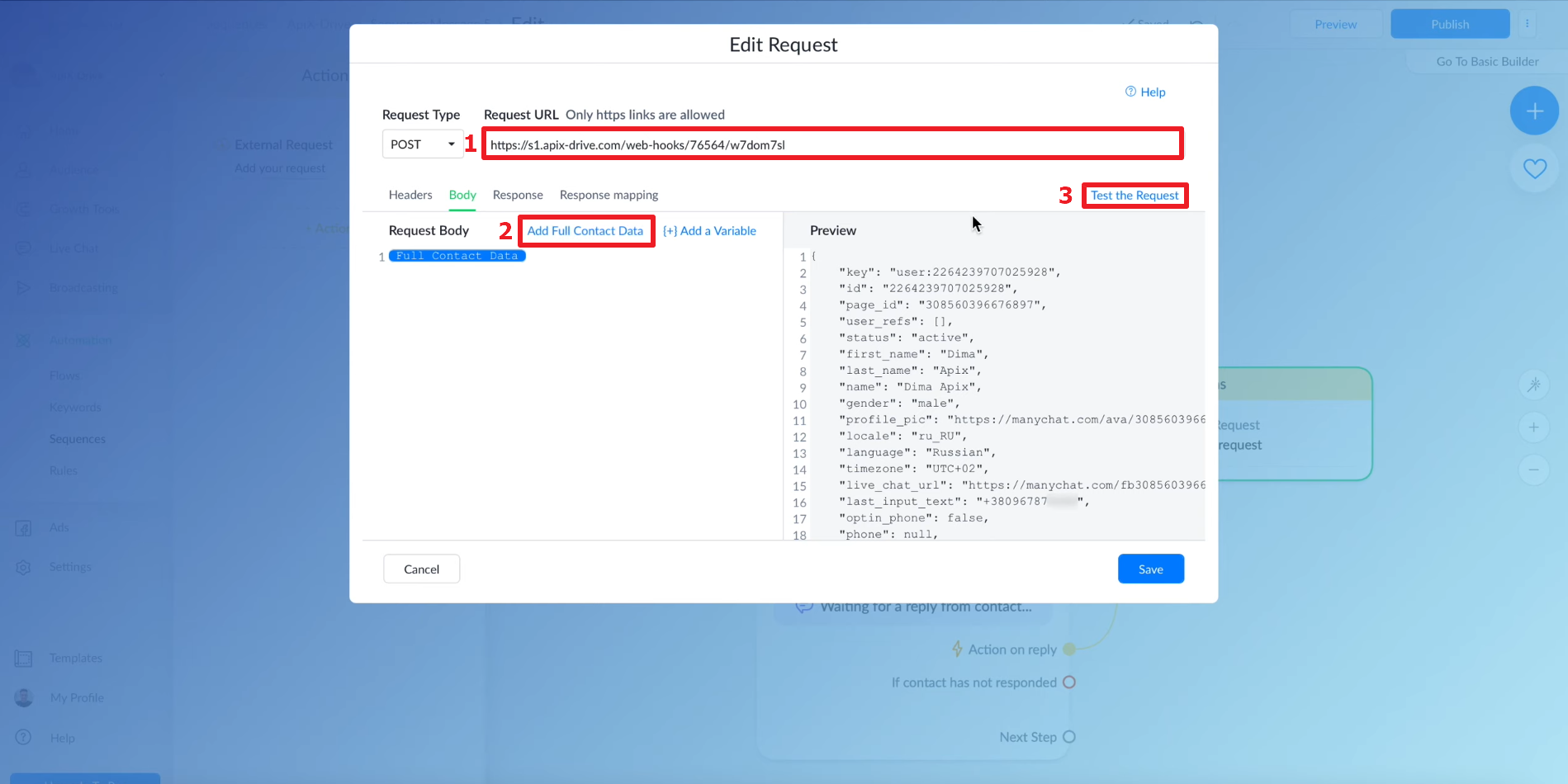 Передача обращений из ManyChat в Google Sheets | Завершаем настройку действия Передача обращений из ManyChat в Google Sheets | Завершаем настройку действия