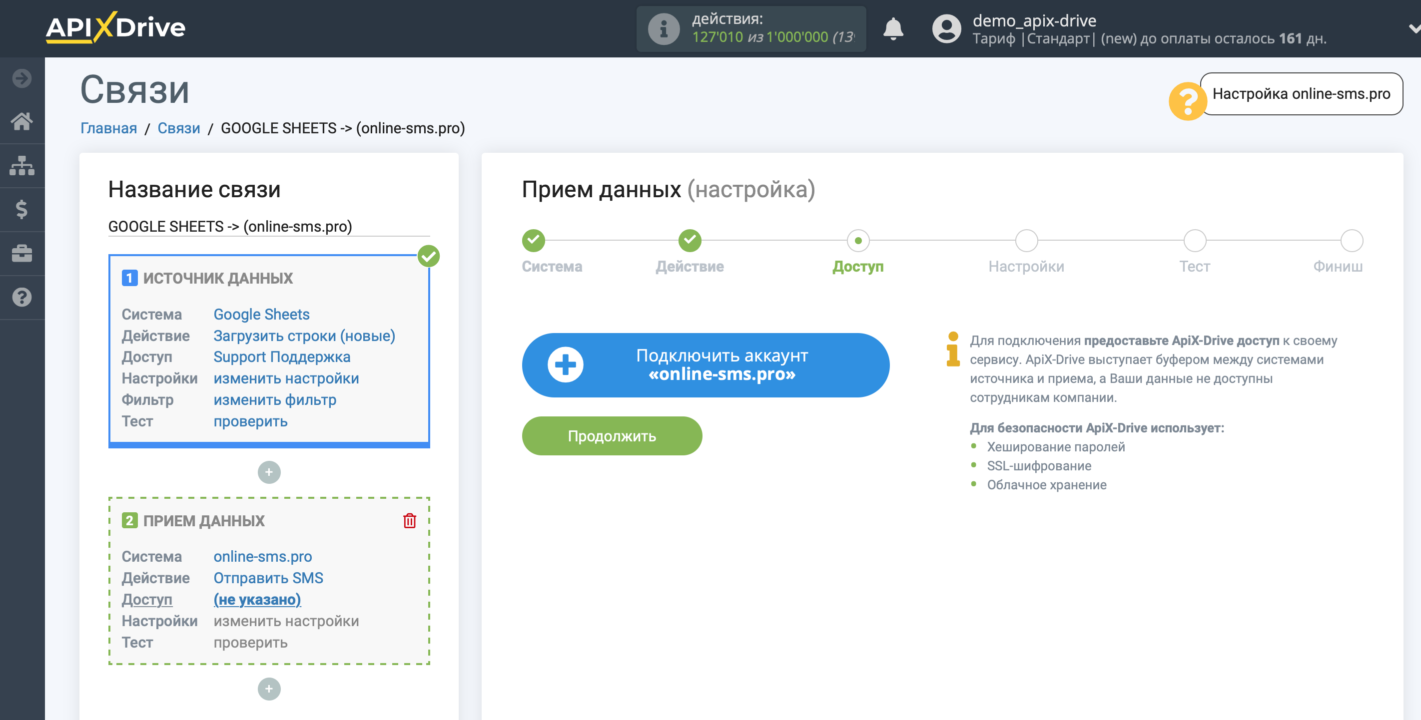 Настройка Приема данных в Online-sms.pro | Подключение аккаунта Настройка Приема данных в Online-sms.pro | Подключение аккаунта