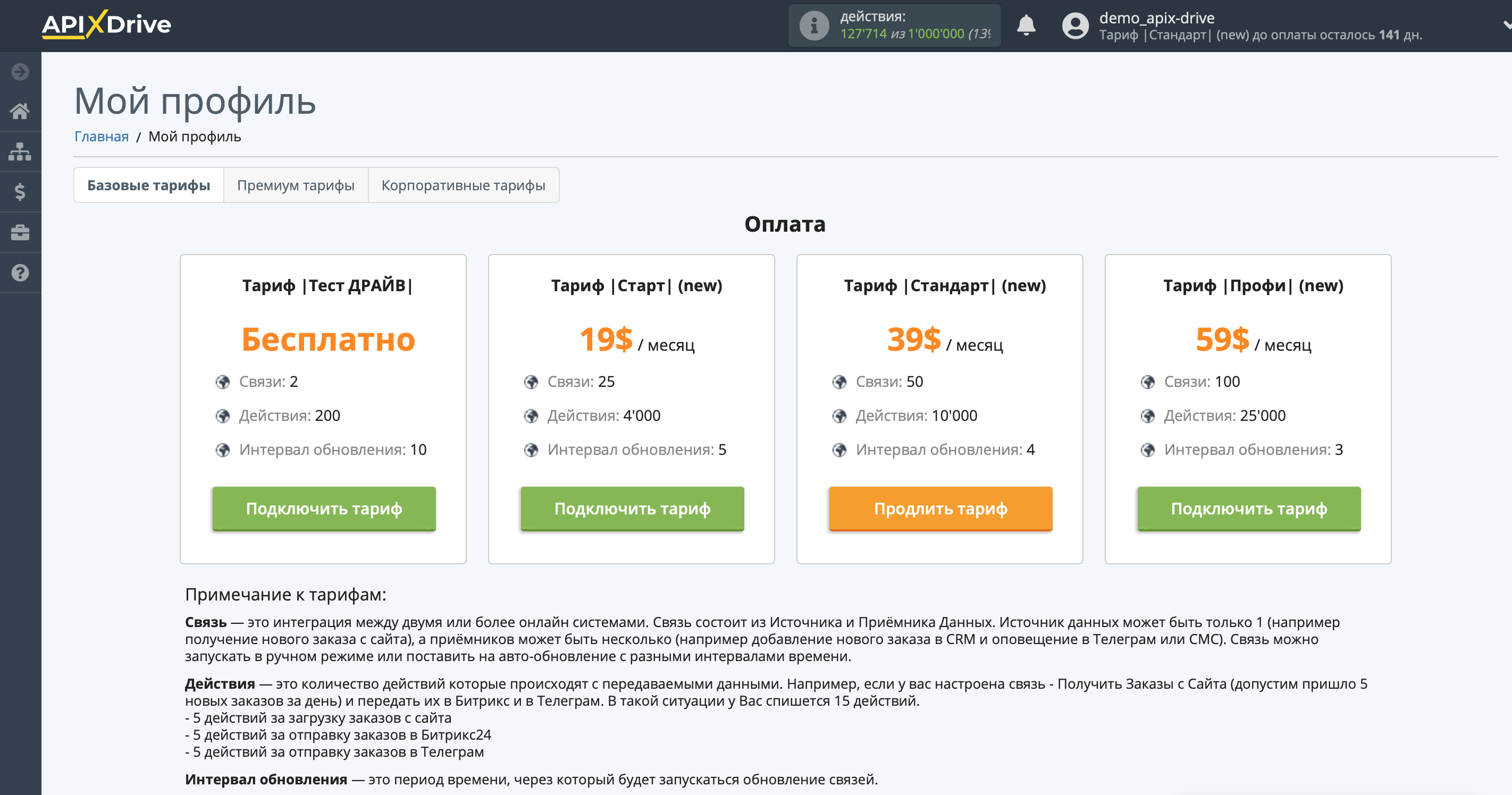 Базовые Тарифы Apix-Drive Базовые Тарифы Apix-Drive