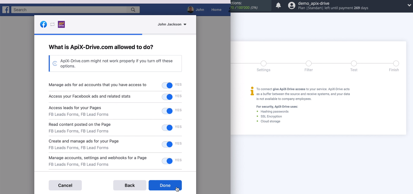 Facebook and Hubspot integration | Leave all the checkboxes enabled