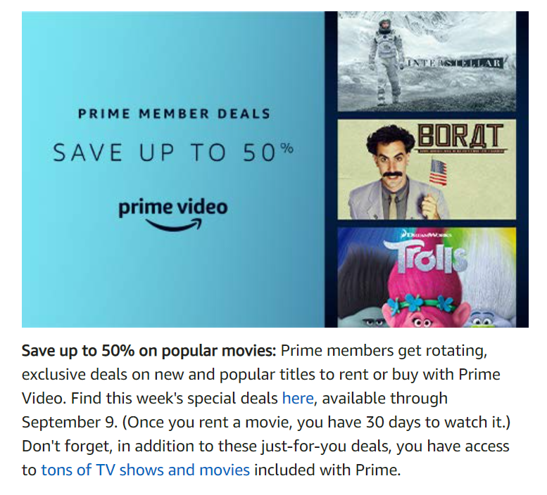 Регулярная email-рассылка сервиса Amazon Prime Регулярная email-рассылка сервиса Amazon Prime