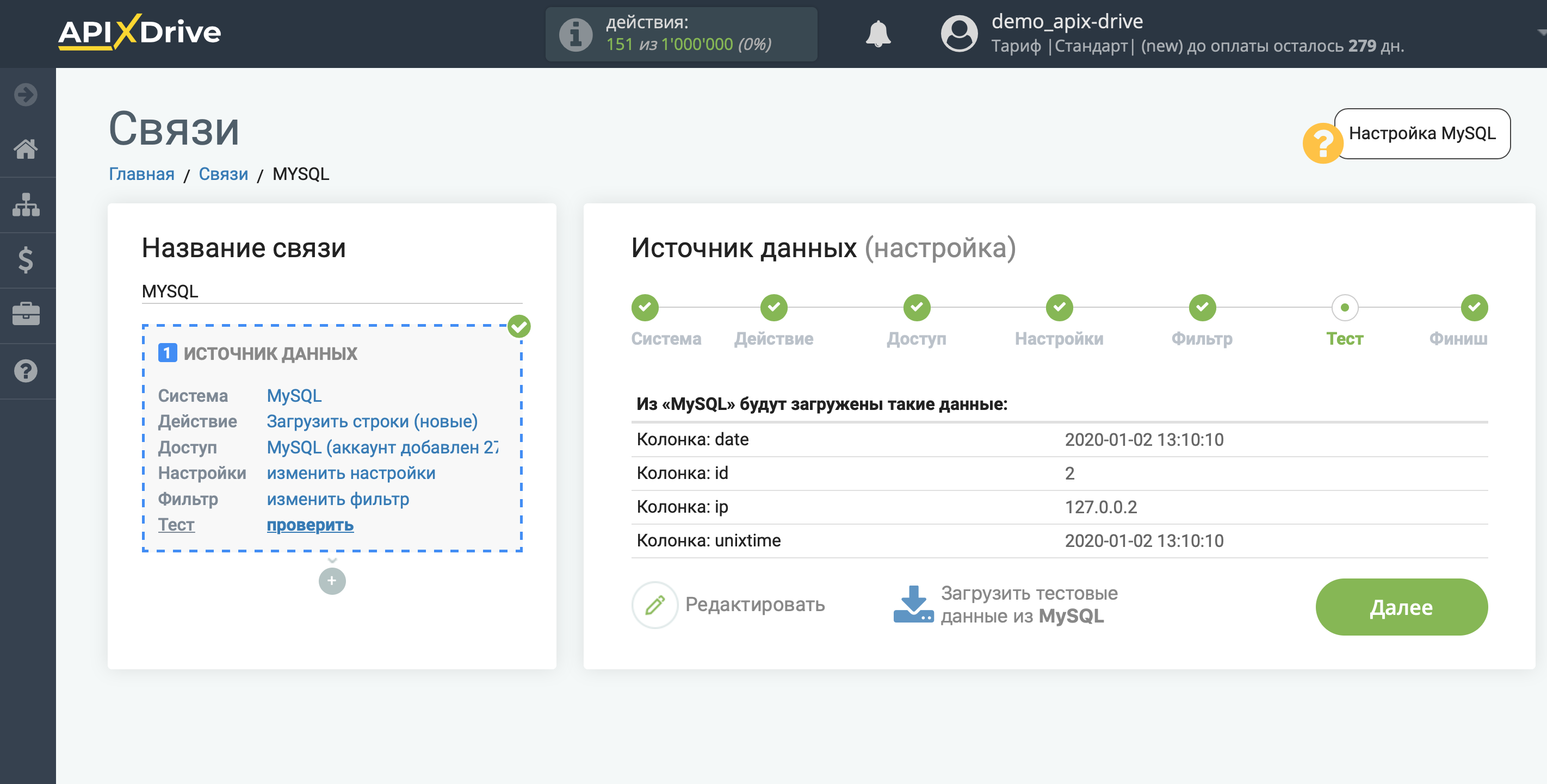 Настройка MySQL | Тестовые данные Настройка MySQL | Тестовые данные