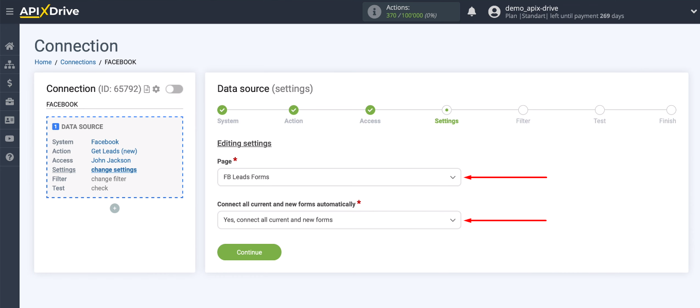 Facebook and Hubspot integration | Select ad page Facebook and Hubspot integration | Select ad page