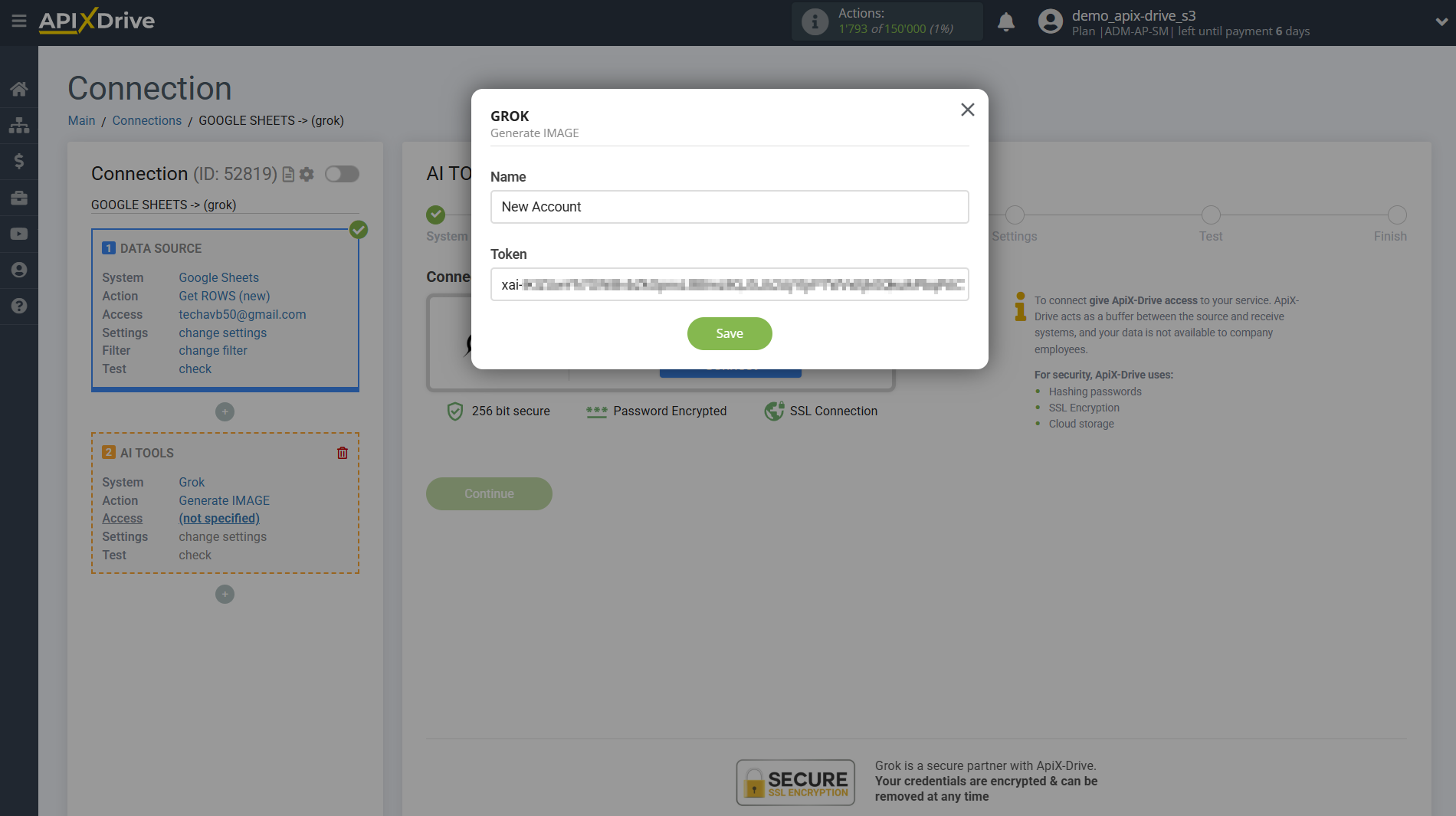 Setting up Grok in Google Sheets | Account conection