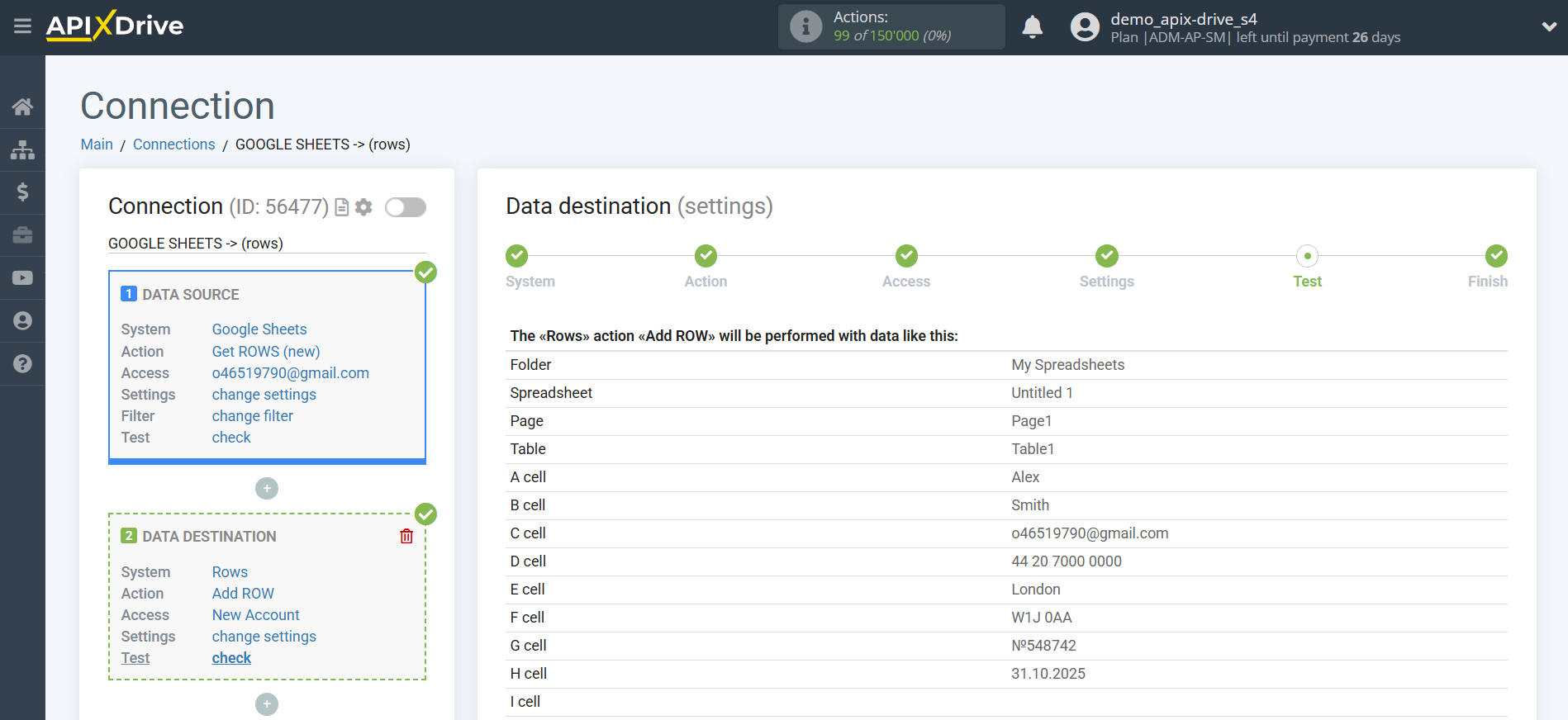 How to Connect Rows as Data Destination | Test data How to Connect Rows as Data Destination | Test data