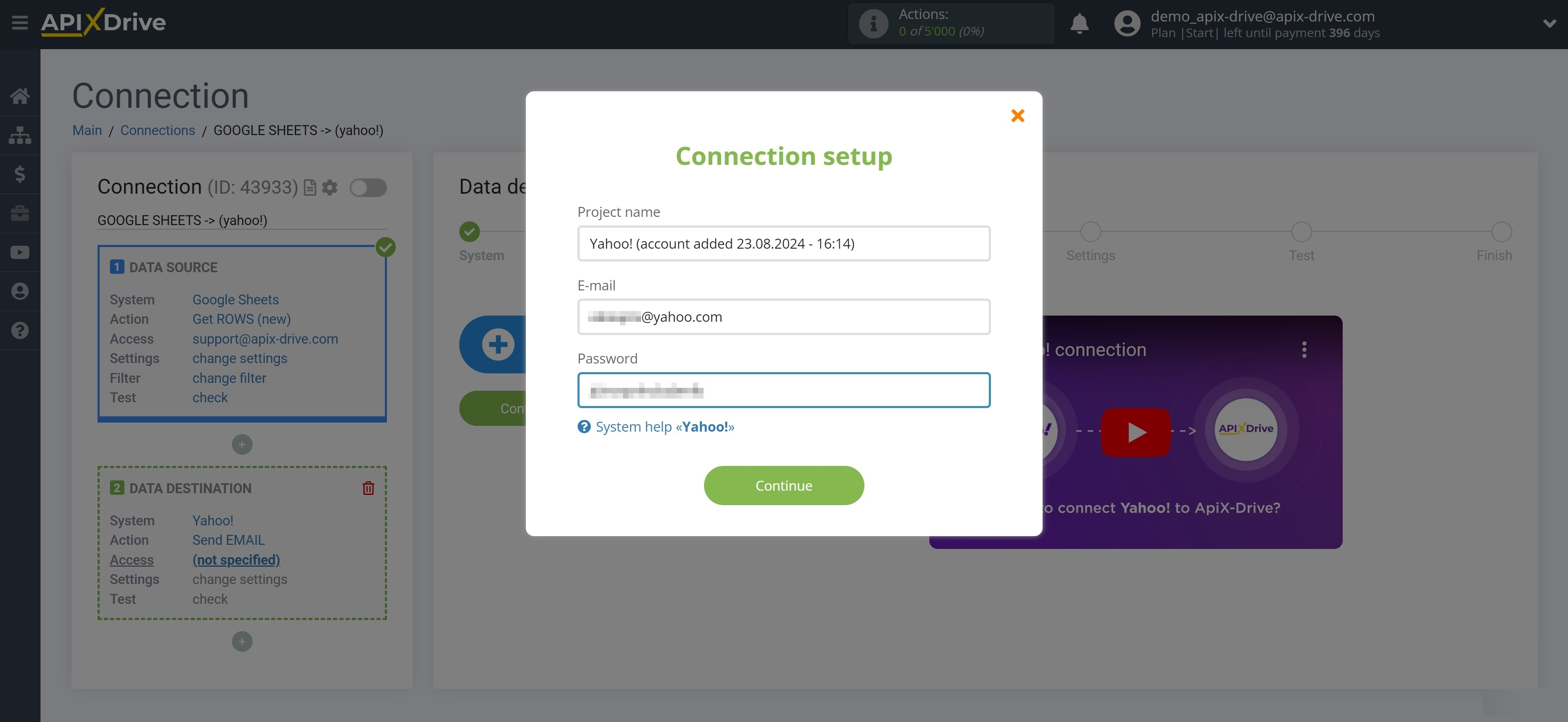 How to Connect Yahoo! as Data Source | Account connection