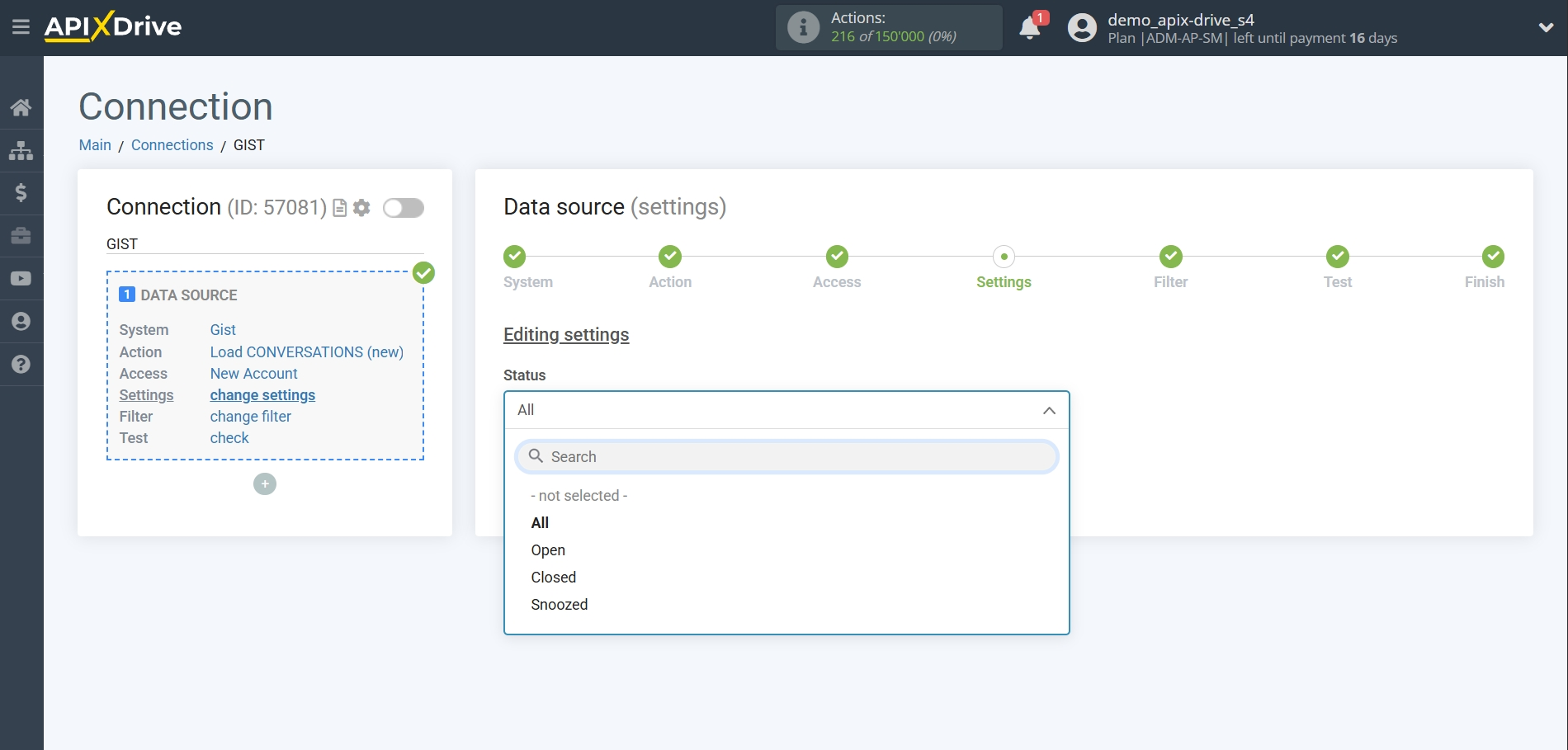 How to Connect Gist as Data Source | Status selection How to Connect Gist as Data Source | Status selection