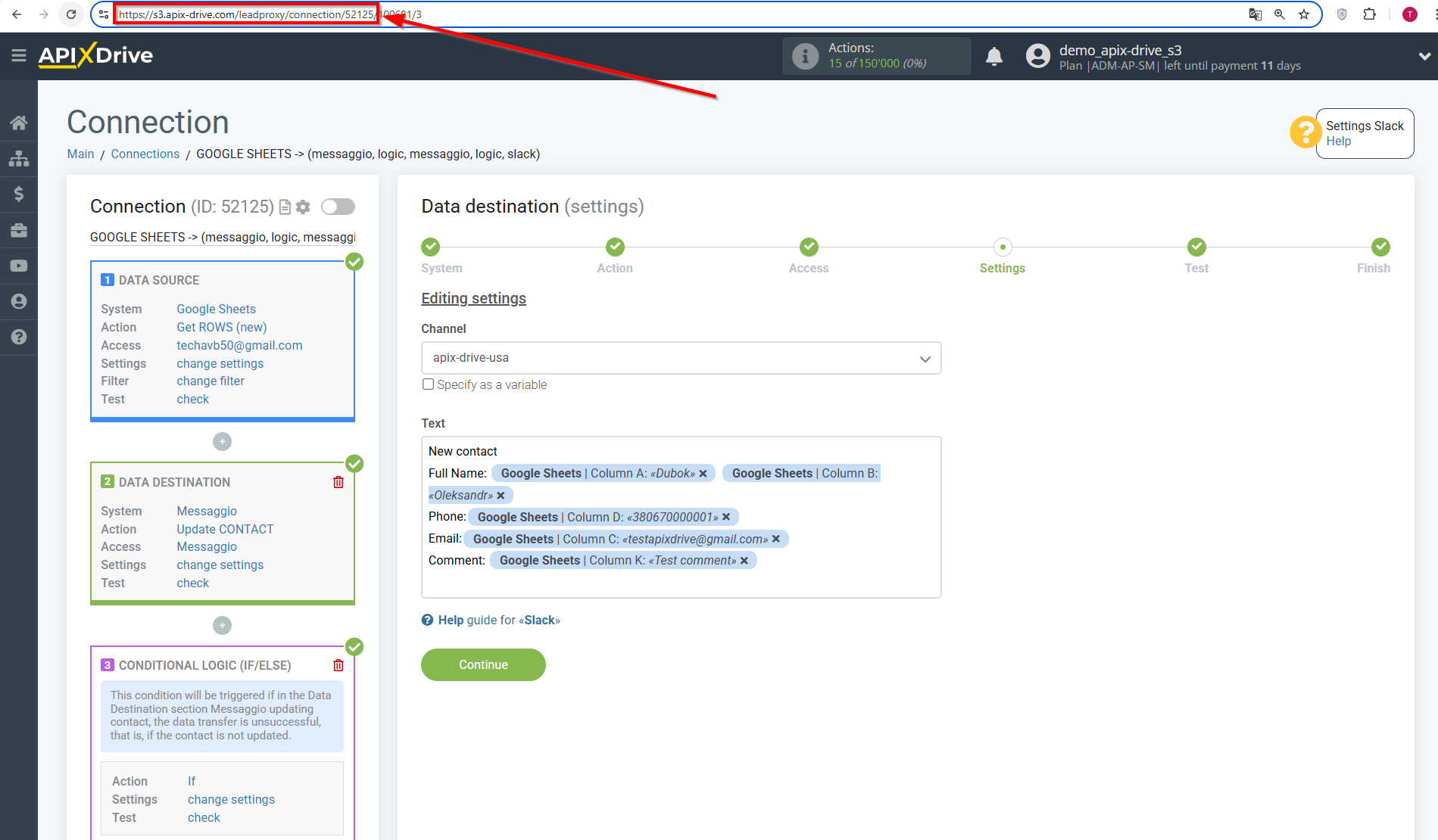 How to setup Messaggio Update Contact / Add Contact | Contact link