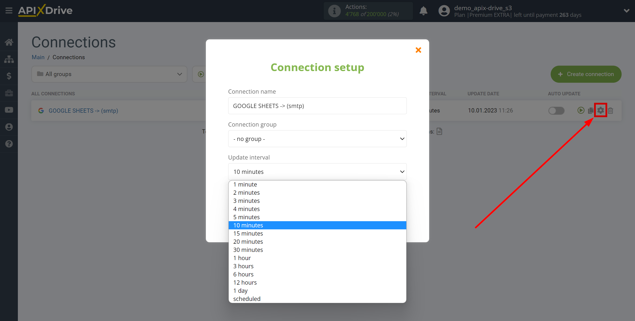 How to Connect SMTP as Data Destination | Update interval