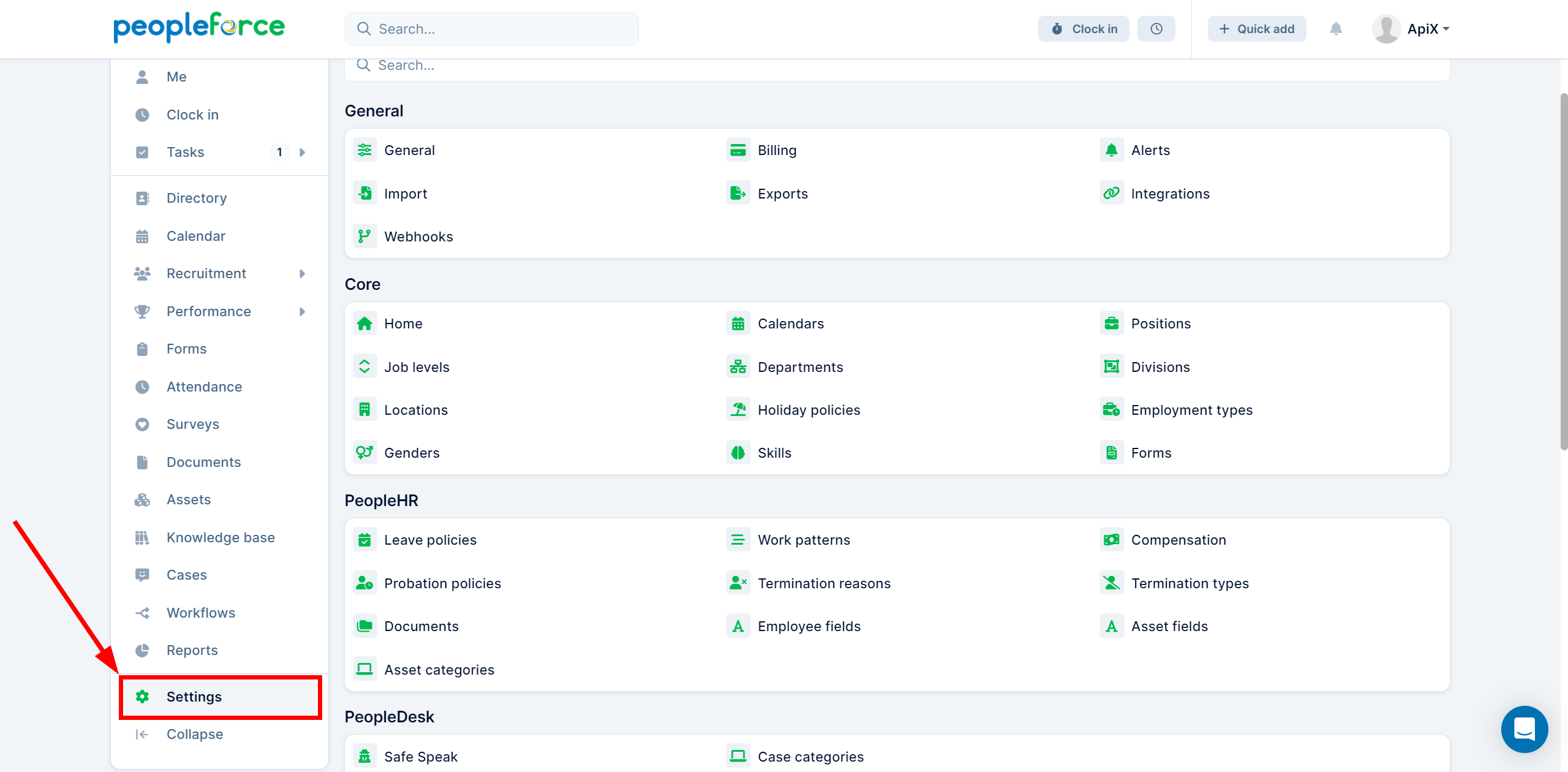 Setting up PeopleForce Candidate Search in Google Sheets | Go to settings