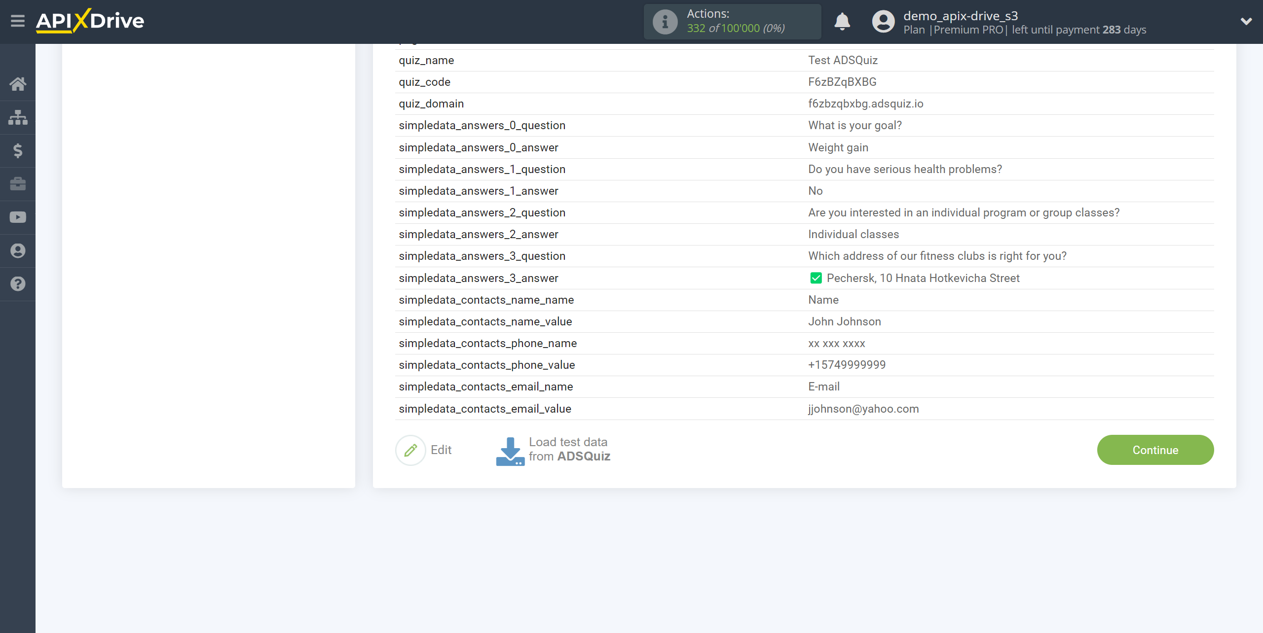 How to Connect ADSQuiz as Data Source | Test data