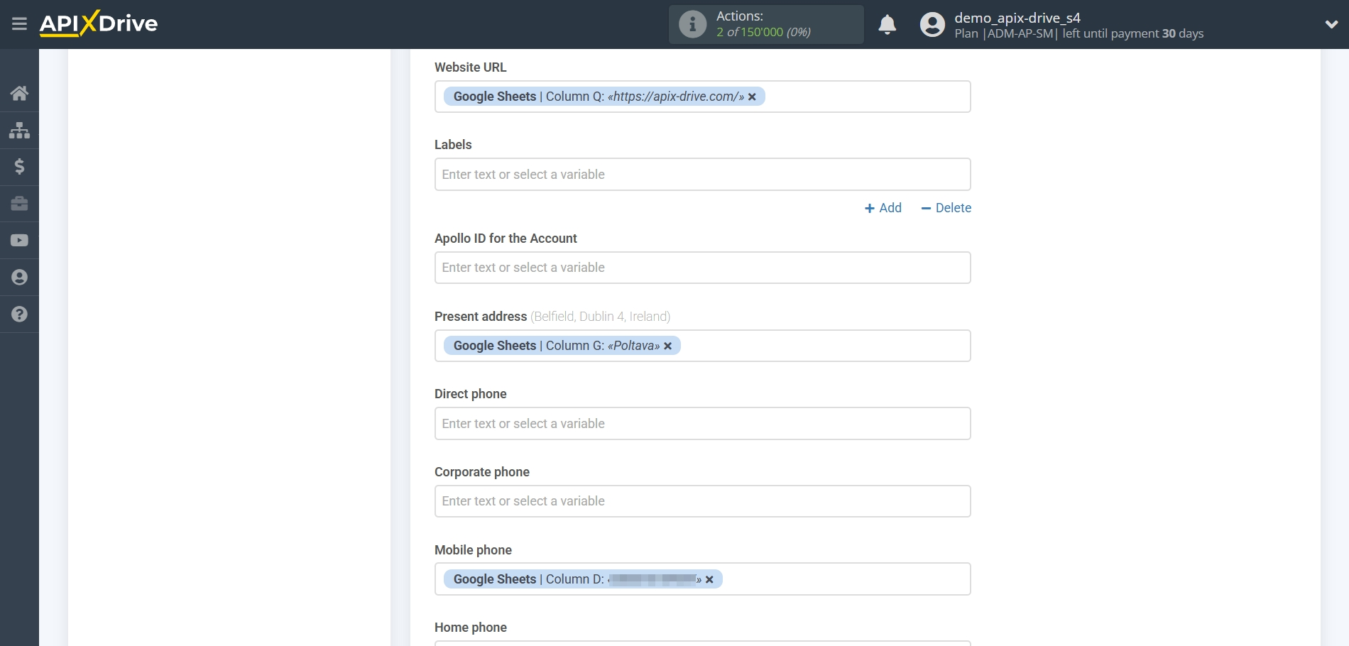 How to Connect Apollo.io to Apps as Data Destination | Assigning Fields How to Connect Apollo.io to Apps as Data Destination | Assigning Fields