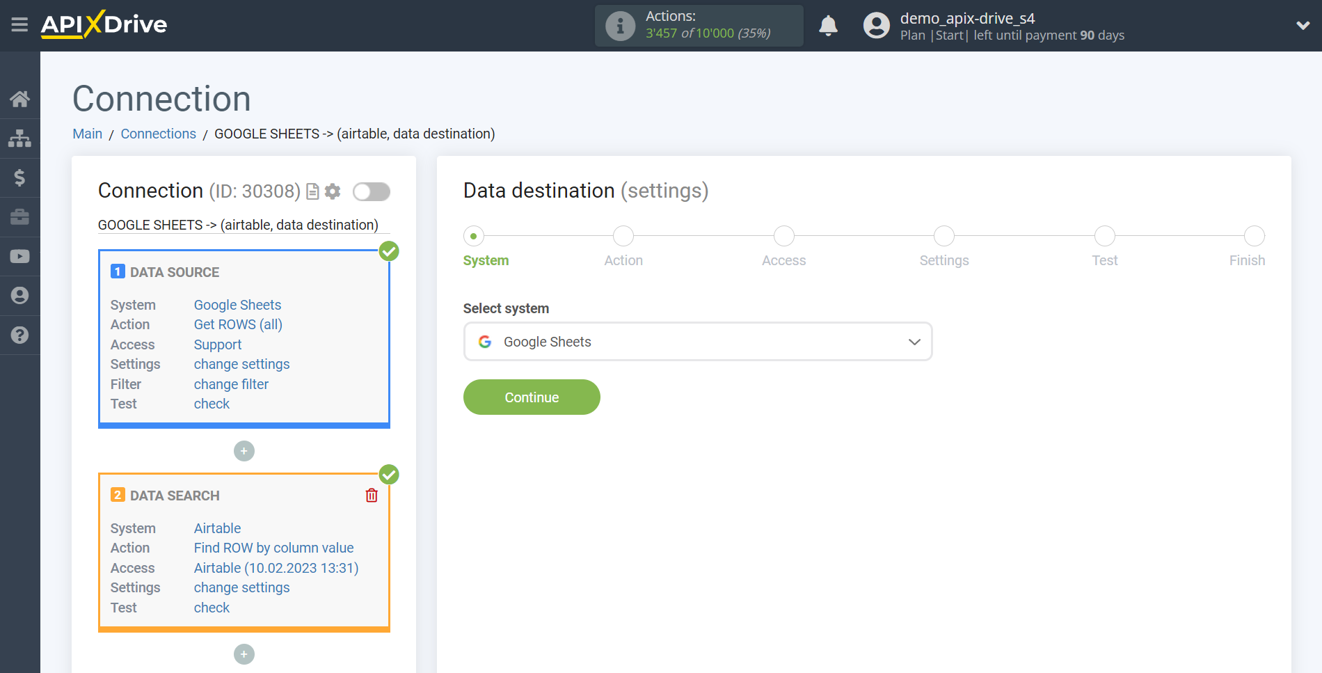 Setting up an AirTable Row Search in Google Sheets | System selection