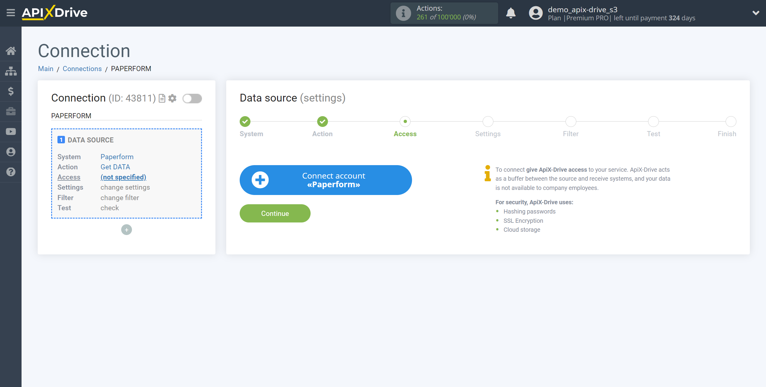 How to Connect Paperform as Data Source | Account connection