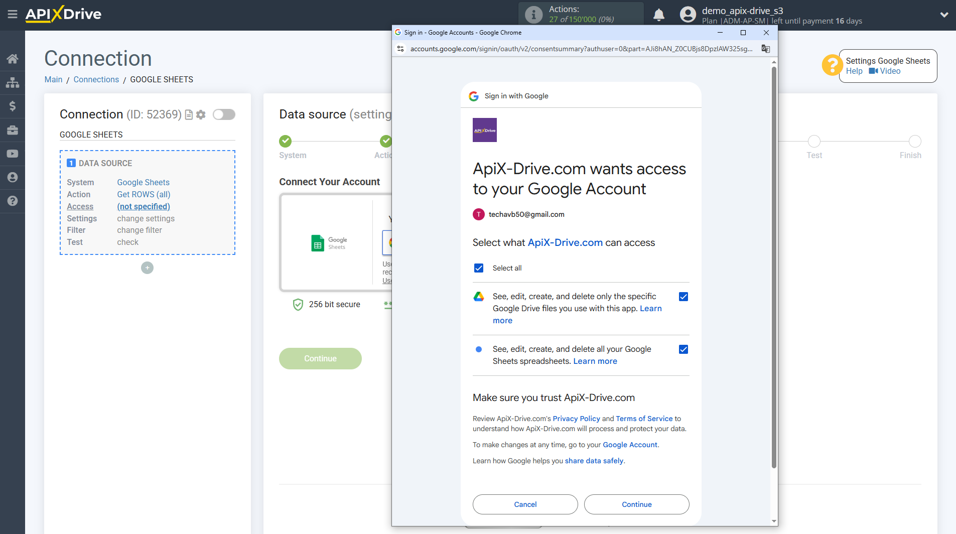 Setting up ConvesioConvert Contact Search in Google Sheets | Select a Google account to connect Setting up ConvesioConvert Contact Search in Google Sheets | Select a Google account to connect