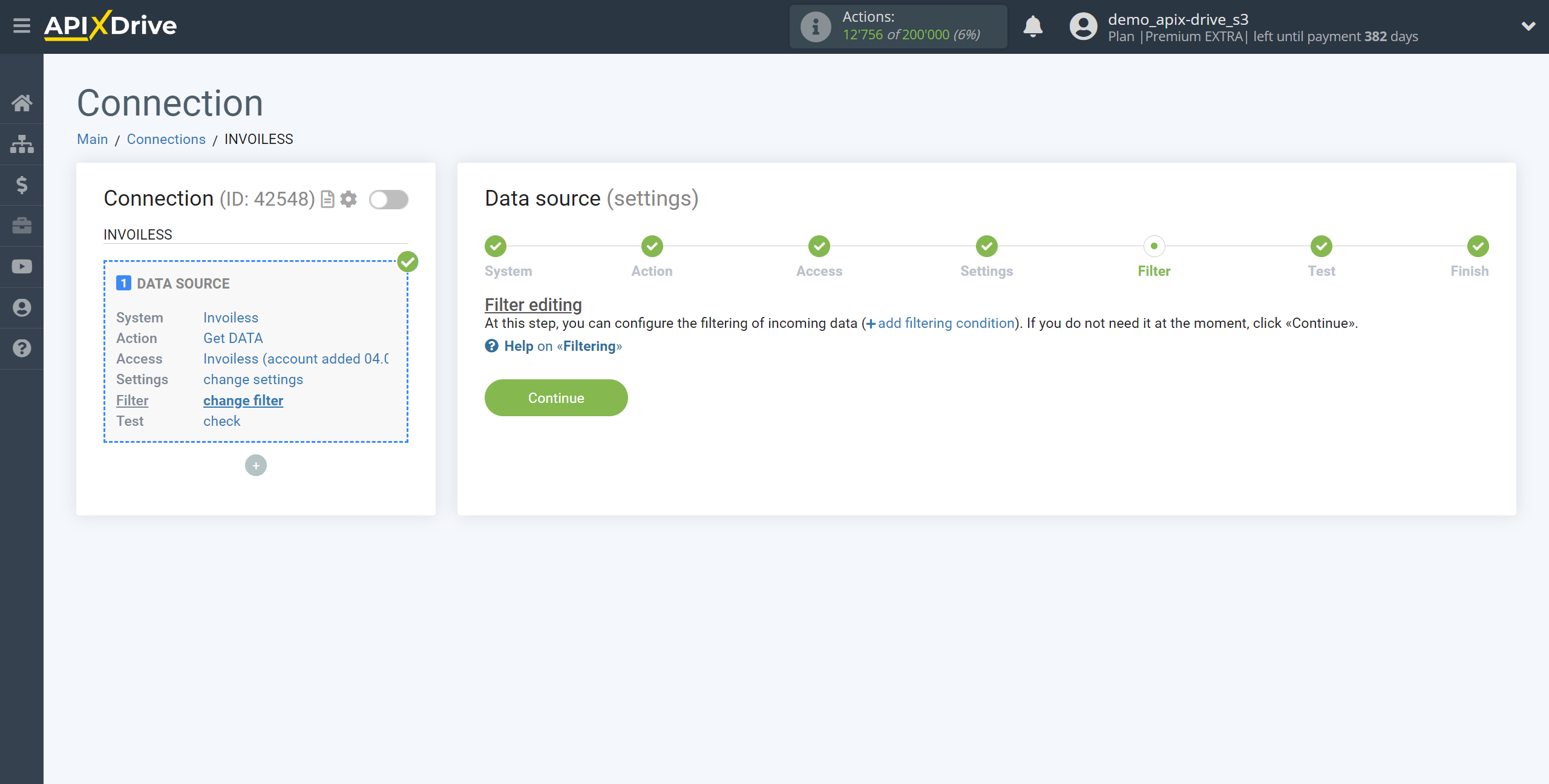 How to Connect Invoiless as Data Source | Data Filter