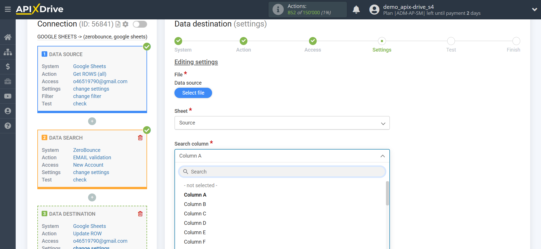Setting up an ZeroBounce Item Search in Google Sheets | Assigning fields Setting up an ZeroBounce Item Search in Google Sheets | Assigning fields
