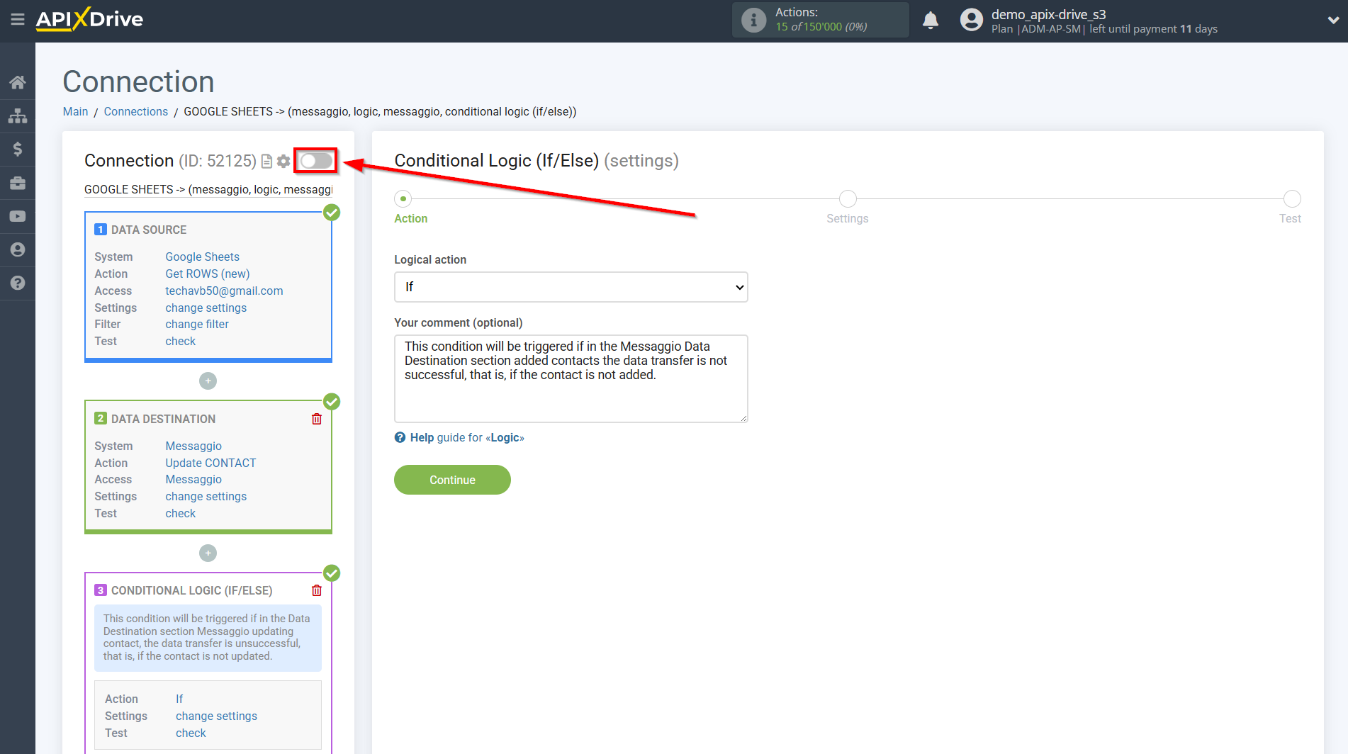 How to setup Messaggio Update Contact / Add Contact | Action selection