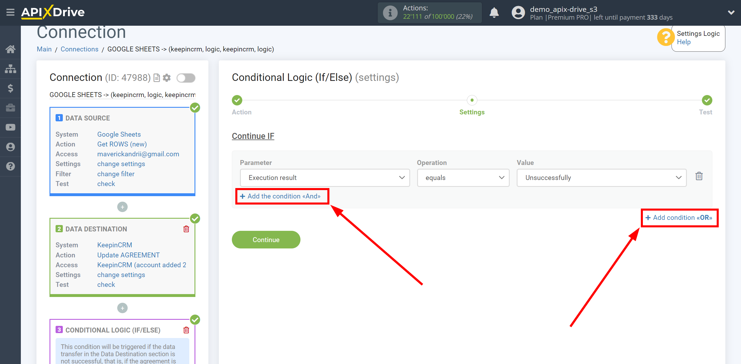 How to setup KeepinCRM Update Agreement / Create Agreement | Additional conditions "AND", "OR"