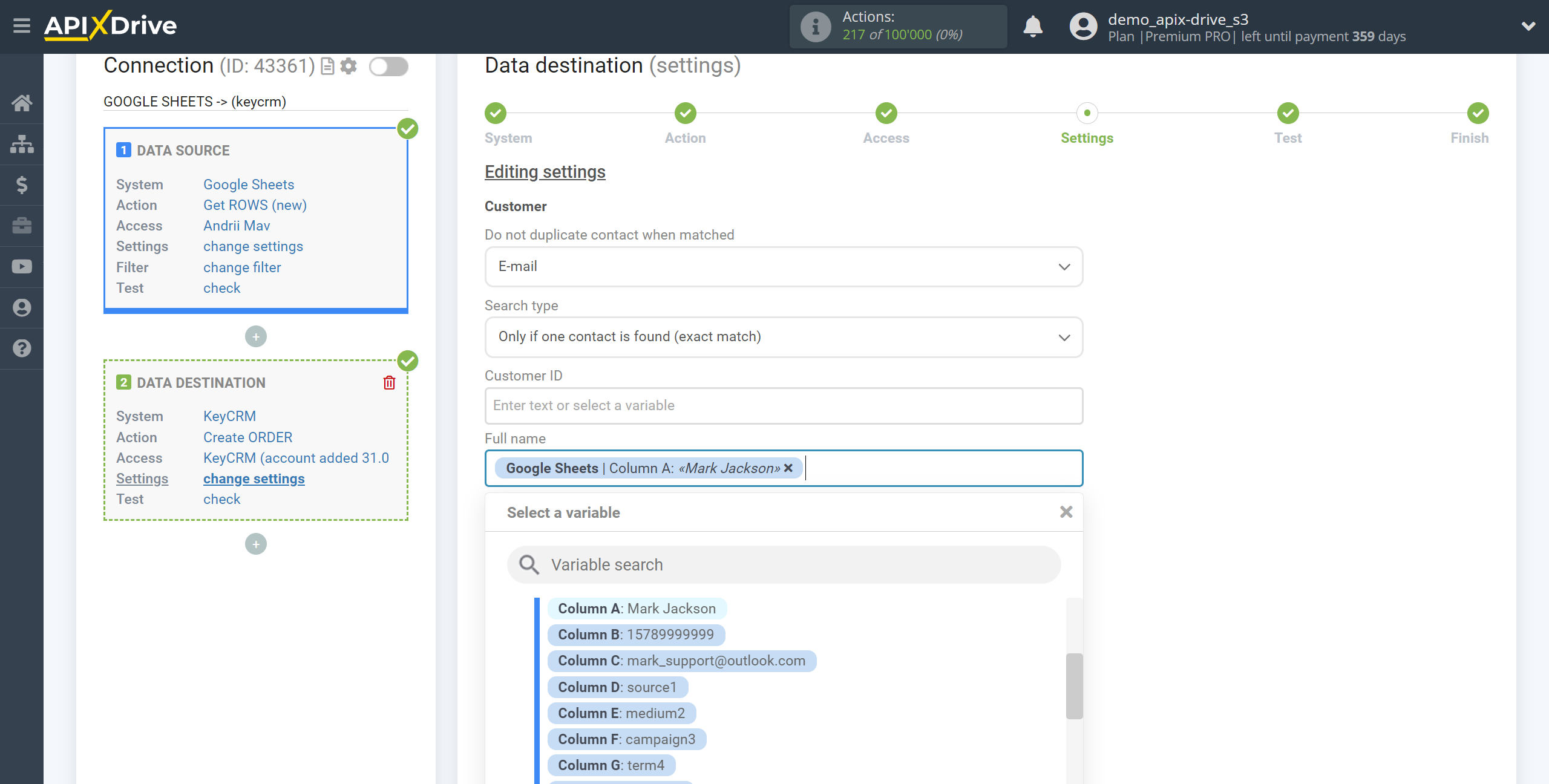 How to Connect KeyCRM as Data Destination | Assigning Fields