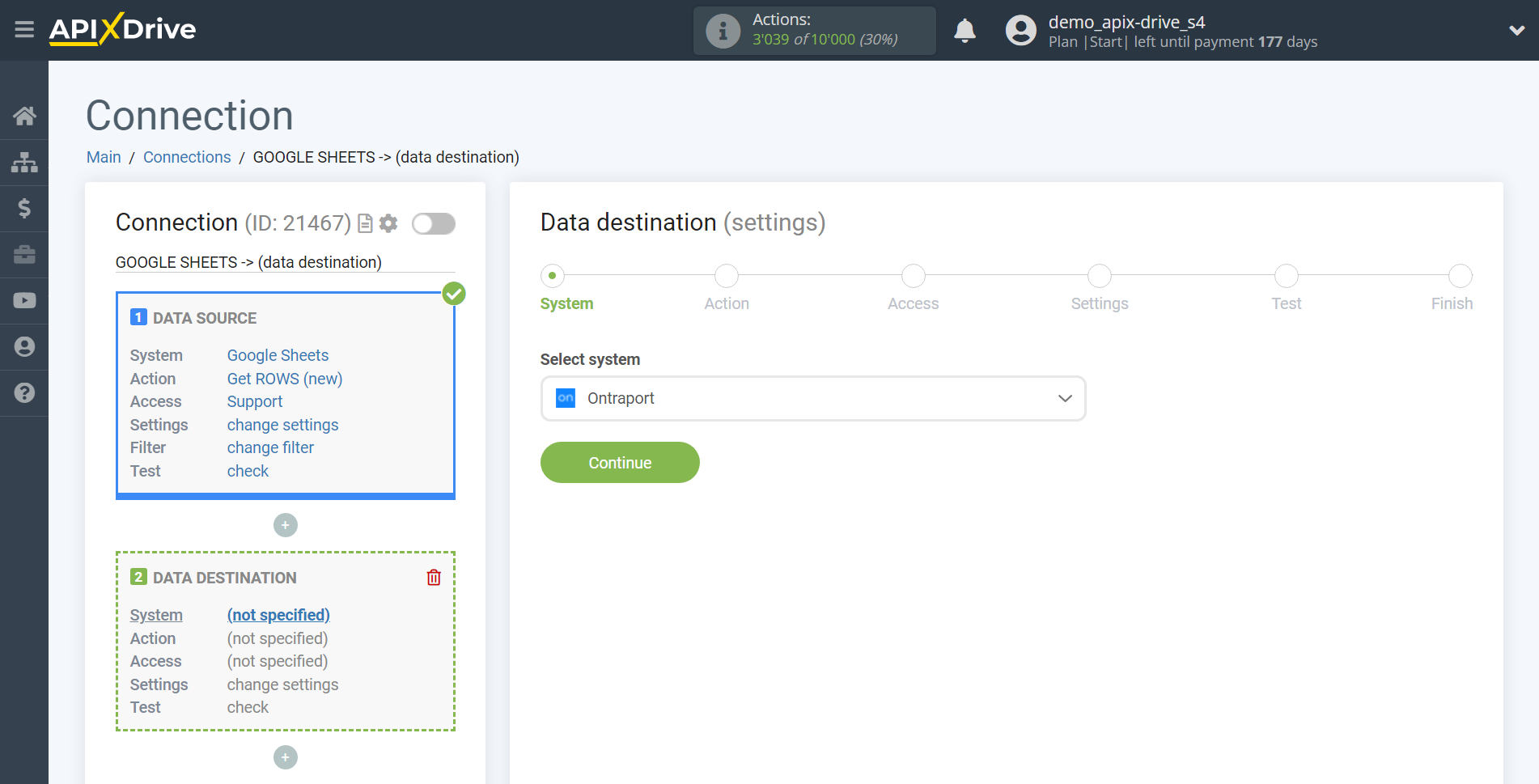 How to Connect Ontraport as Data Destination | System selection