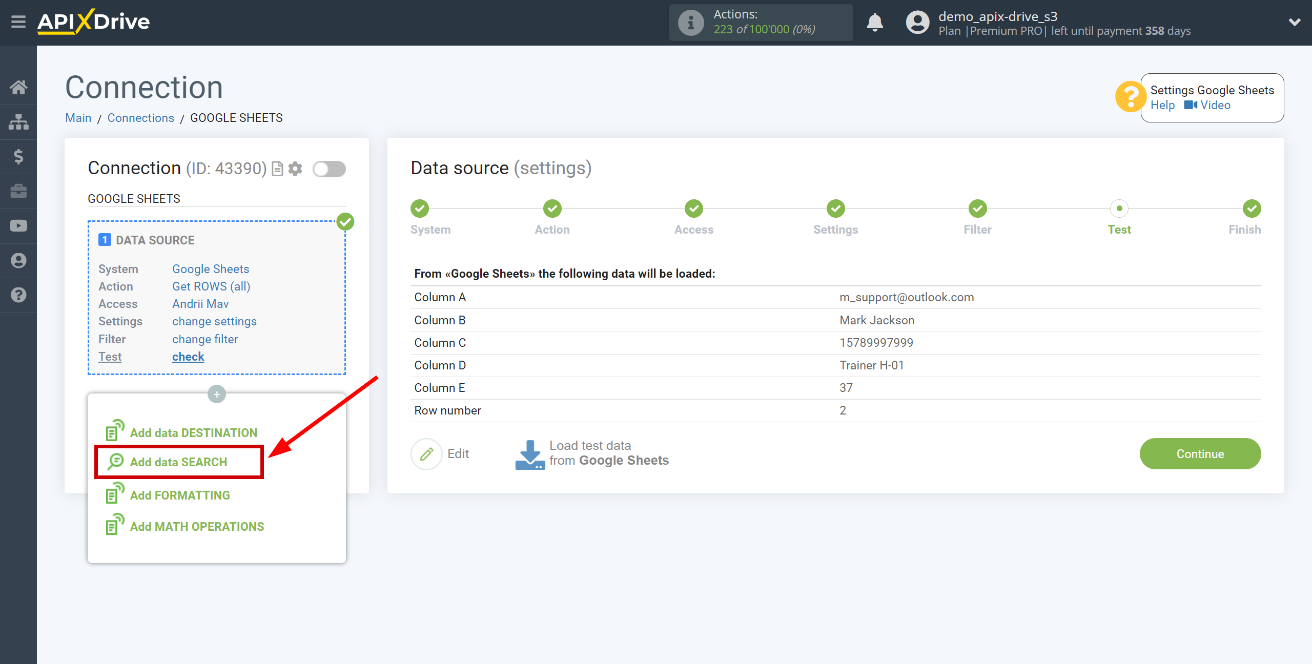 Setting up KeyCRM Order Search in Google Sheets | Add data Search