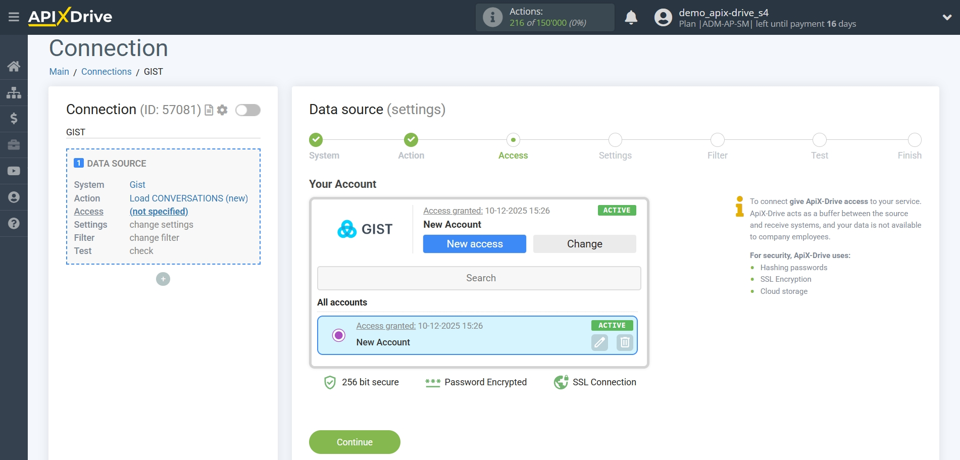 How to Connect Gist as Data Source | Account selection How to Connect Gist as Data Source | Account selection