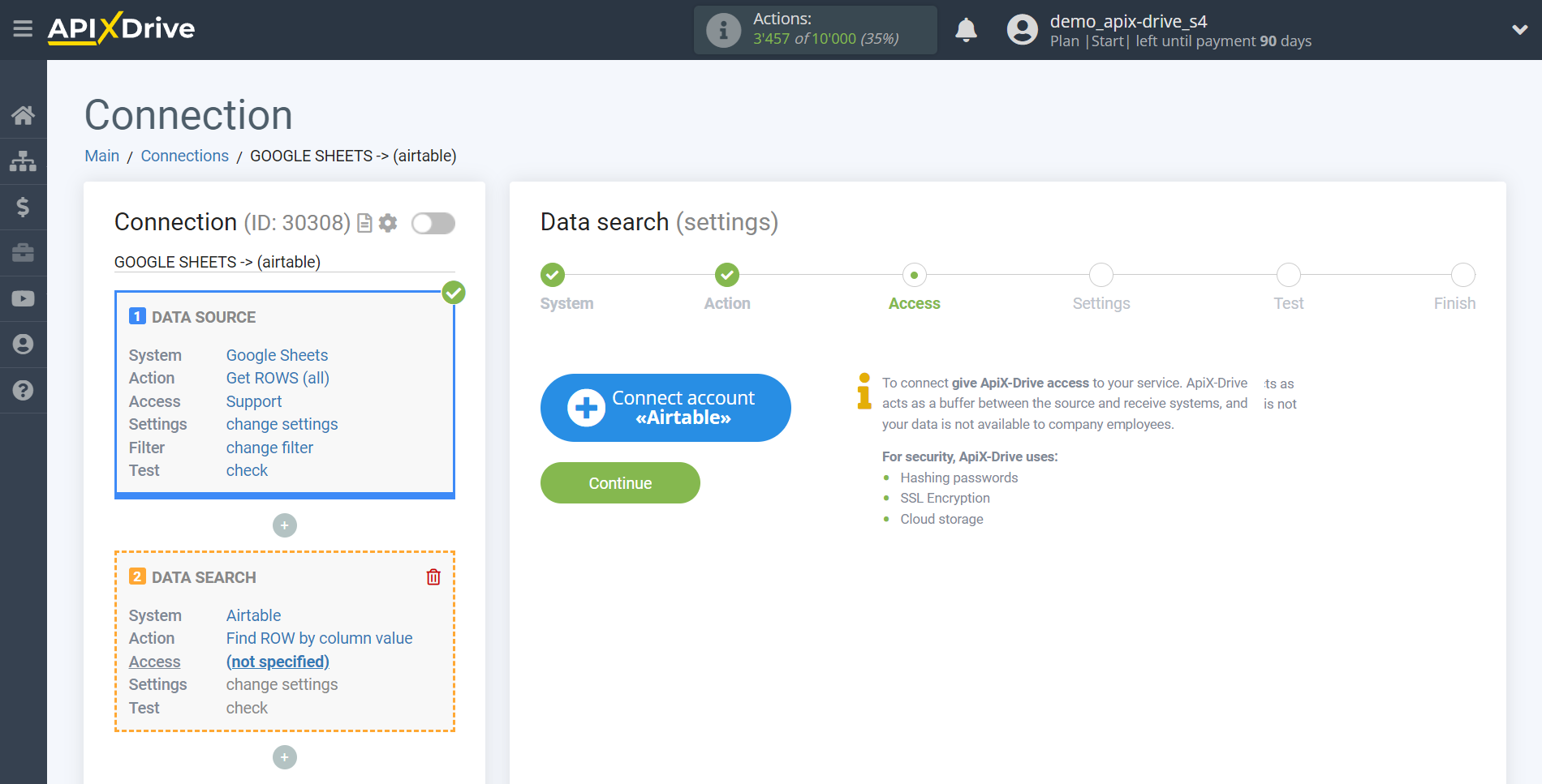 Setting up an AirTable Row Search in Google Sheets | Connecting account