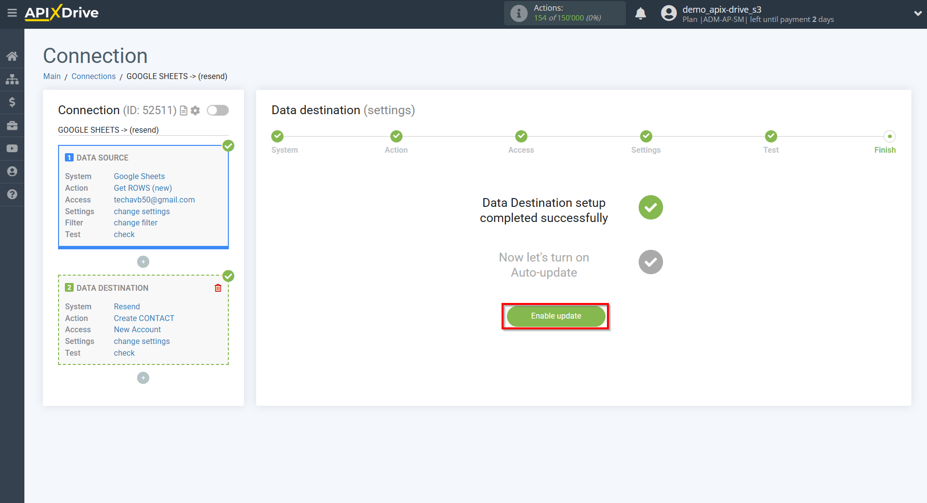 How to Connect Resend as Data Destination | Enable auto-update