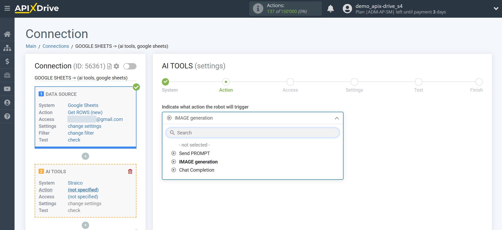 Setting up Straico in Google Sheets | Action selection Setting up Straico in Google Sheets | Action selection