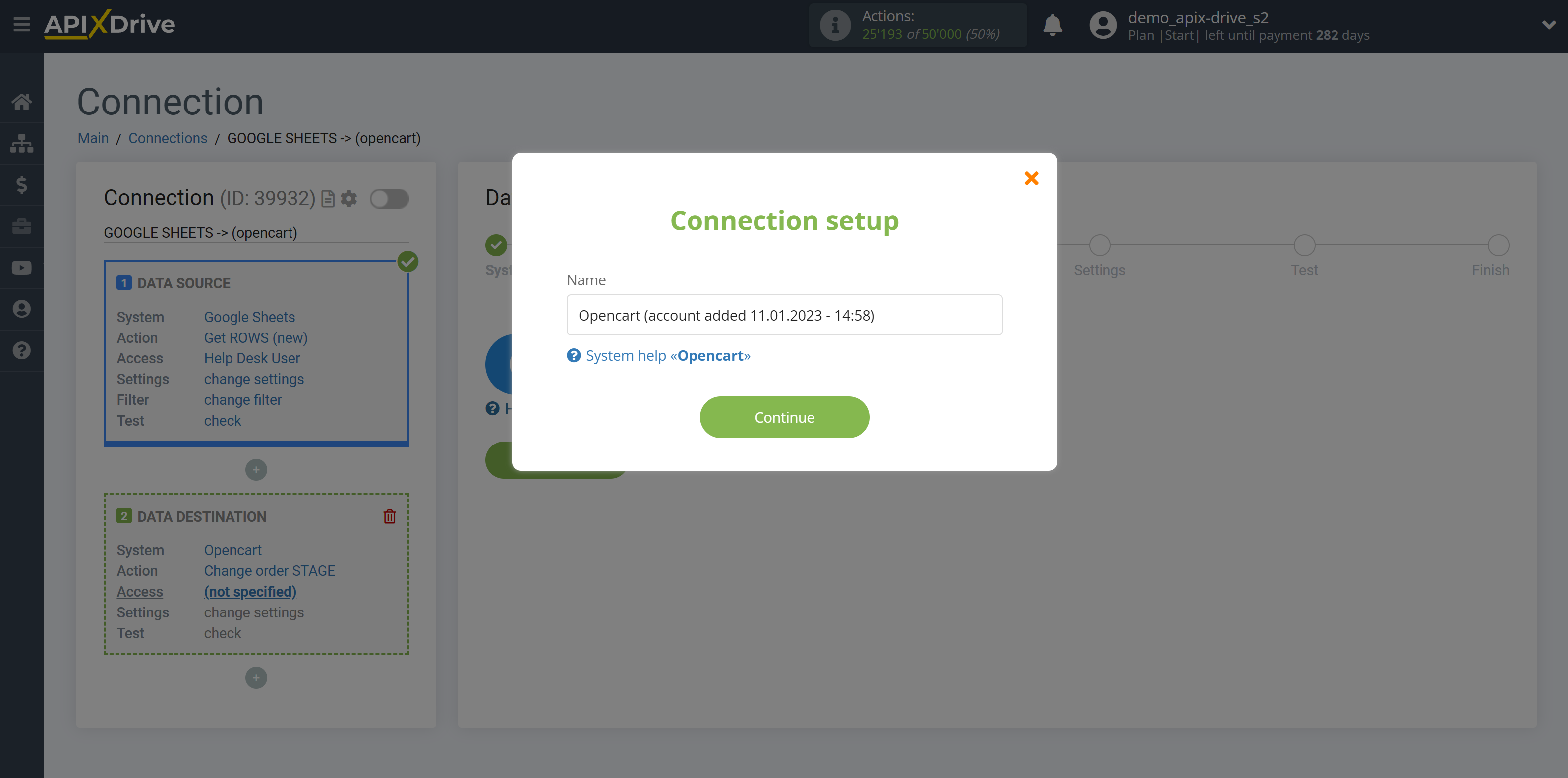 How to Connect Opencart as Data Destination | Account connection