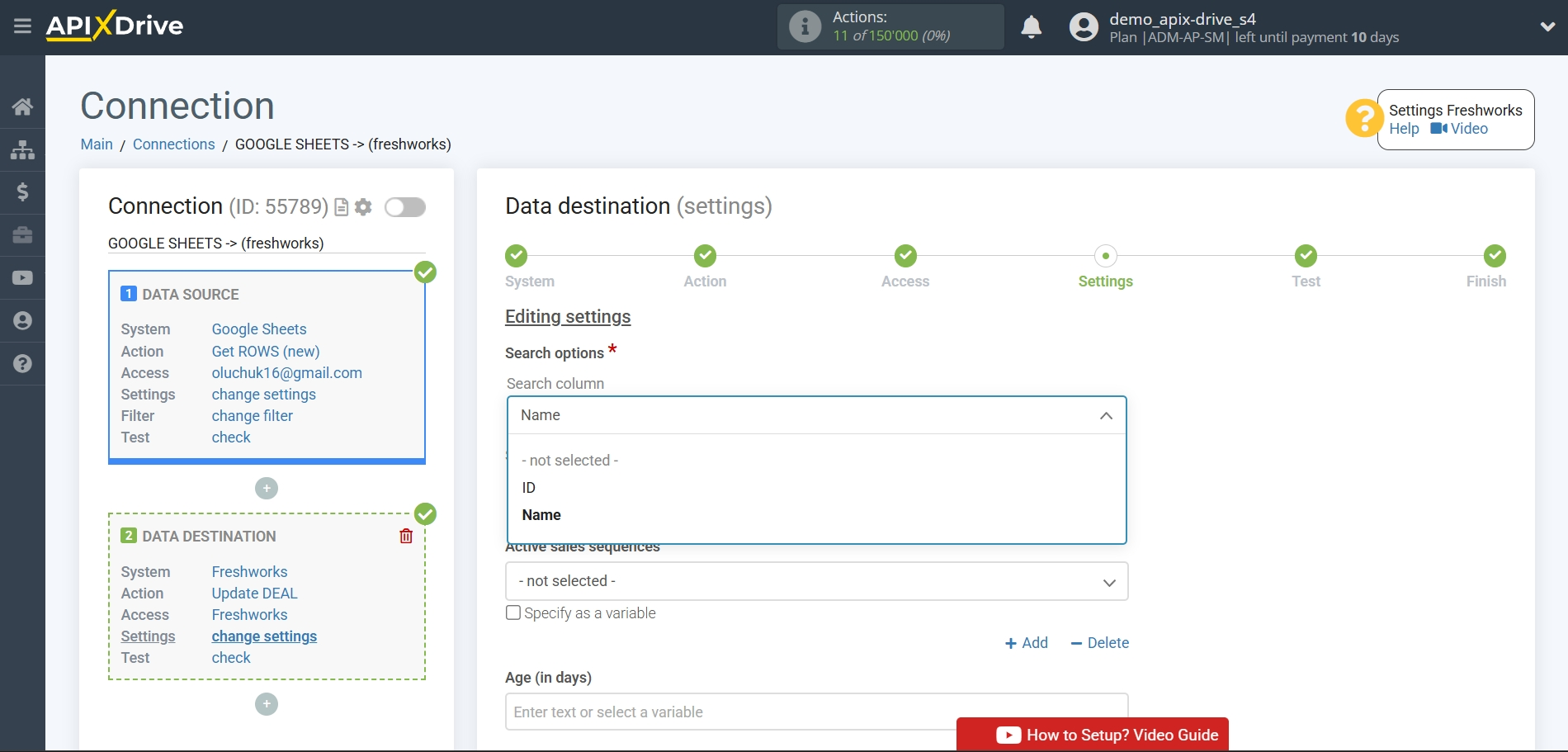 How to setup&nbsp;Freshworks Update Deal / Create Deal | Assigning Fields