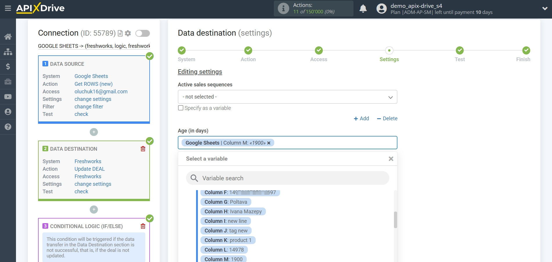 How to setup&nbsp;Freshworks Update Deal / Create Deal | Assigning Fields