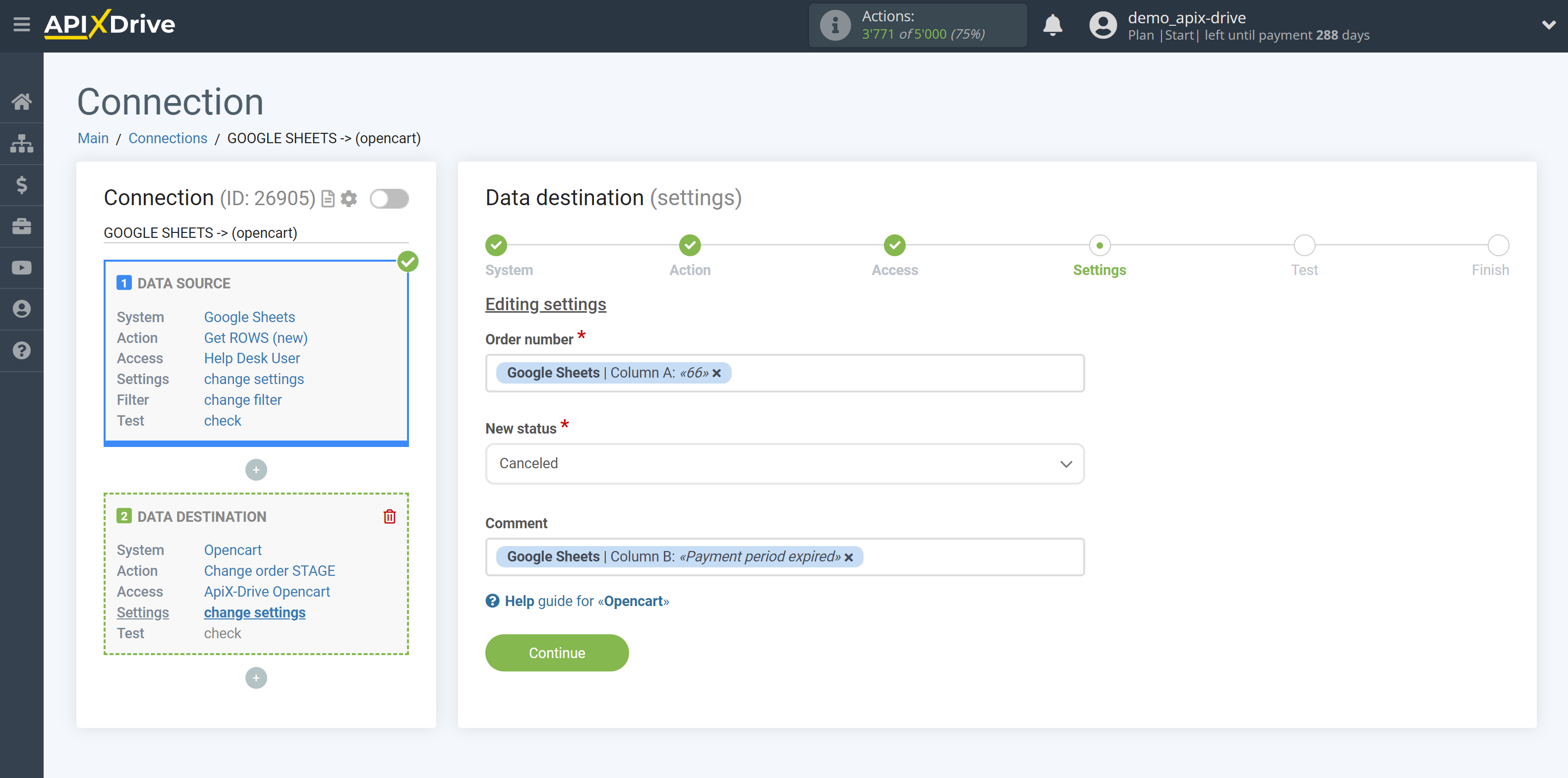 How to Connect Opencart as Data Destination | Assigning fields