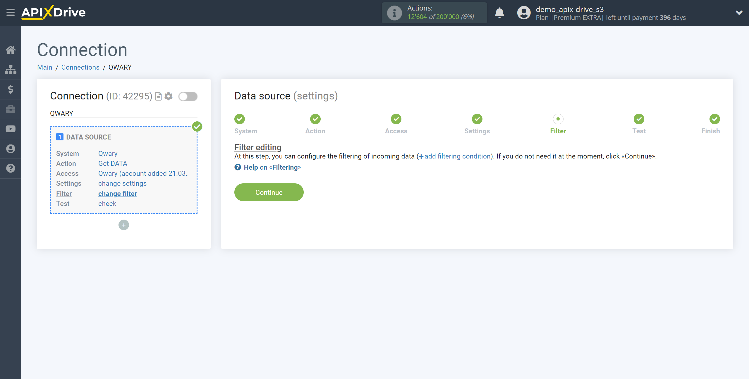 How to Connect Qwary as Data Source | Data Filter