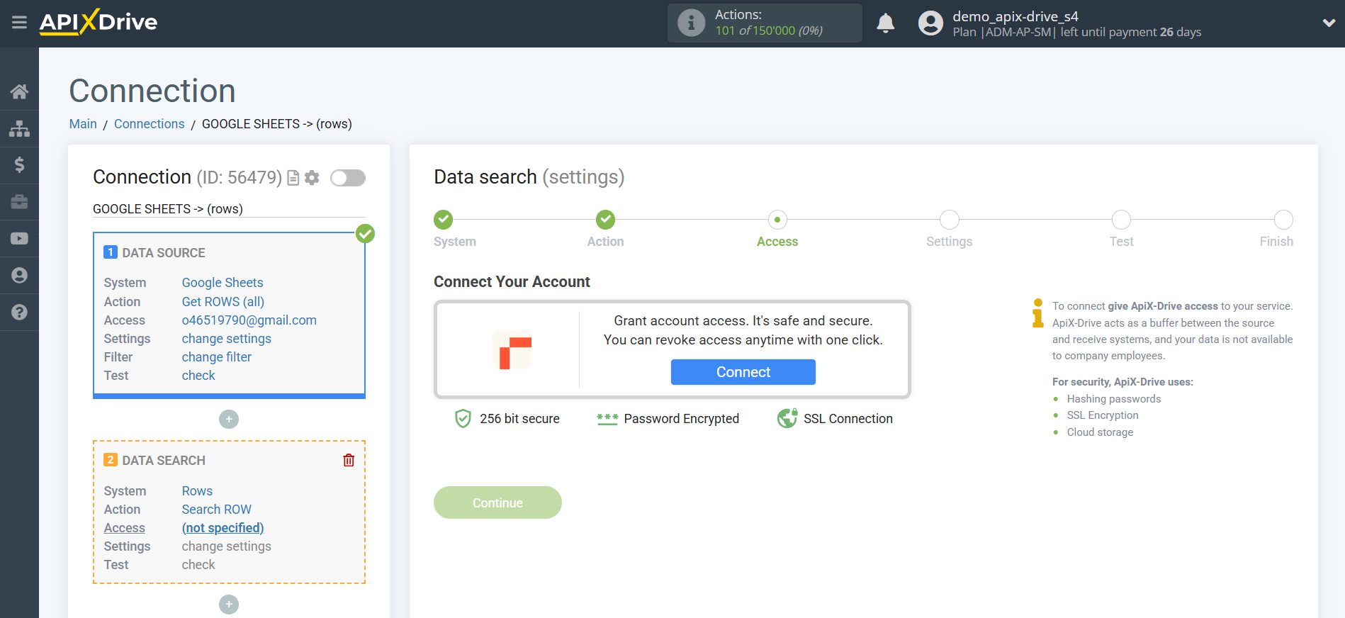 Setting up an Rows Item Search in Google Sheets | Connecting account Setting up an Rows Item Search in Google Sheets | Connecting account