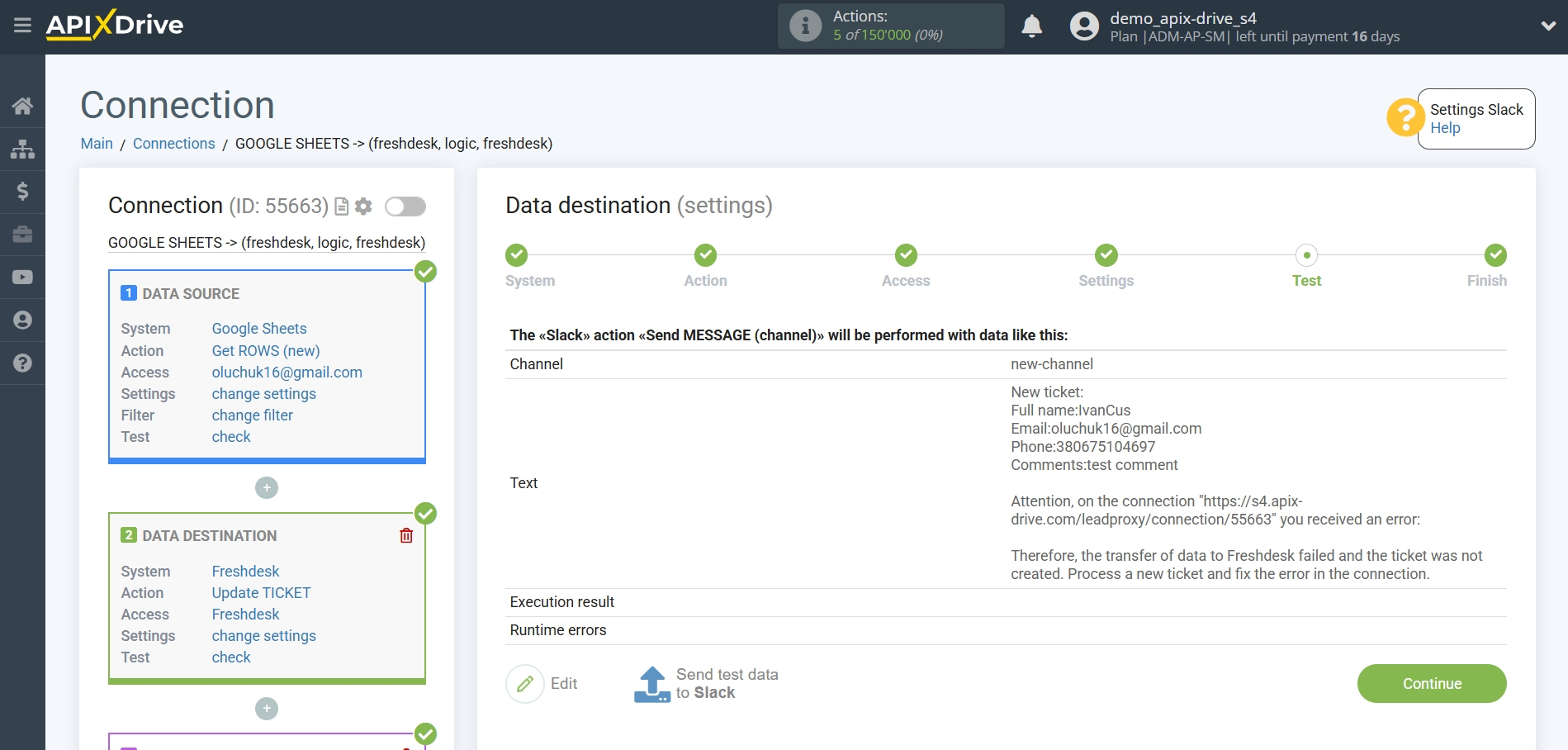 How to setup Freshdesk Update Ticket / Create Ticket | Test data