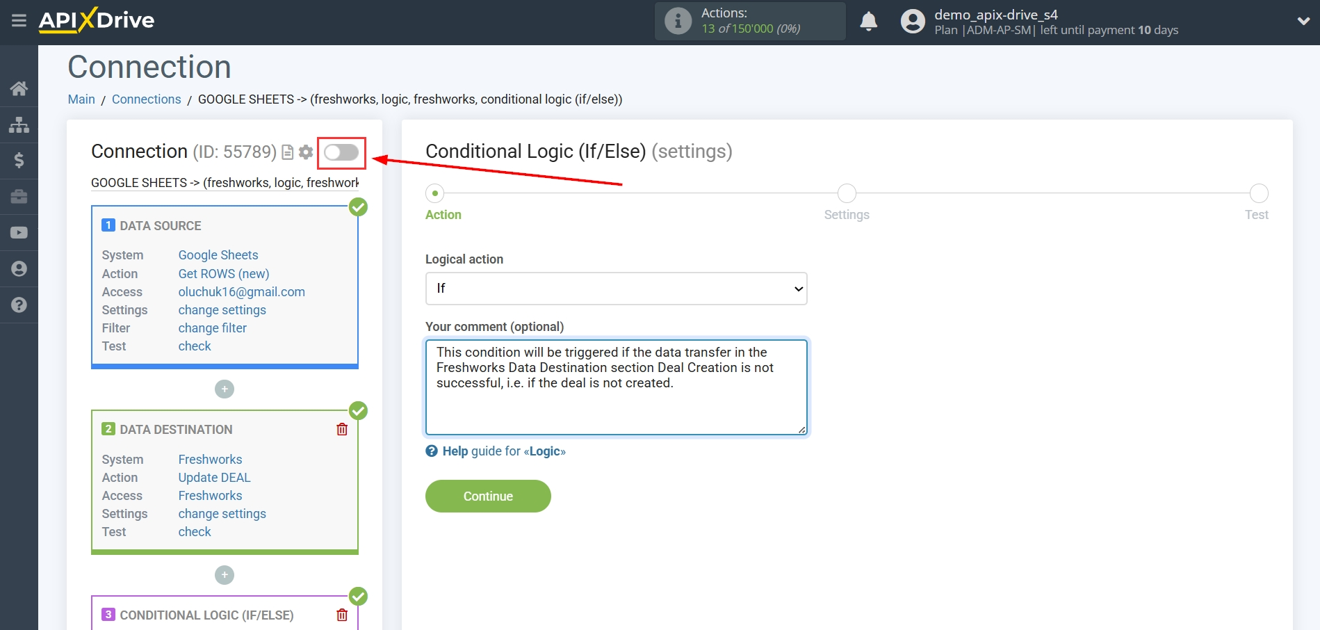 How to setup&nbsp;Freshworks Update Deal / Create Deal | Action selection