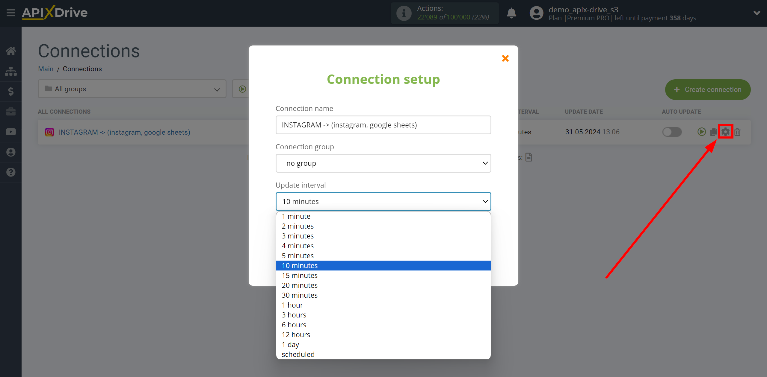 How to Connect Instagram Direct as Data Source | Update interval