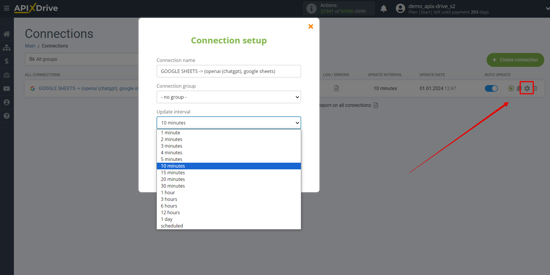 Setting up OpenAI (ChatGPT) in Google Sheets | Update interval