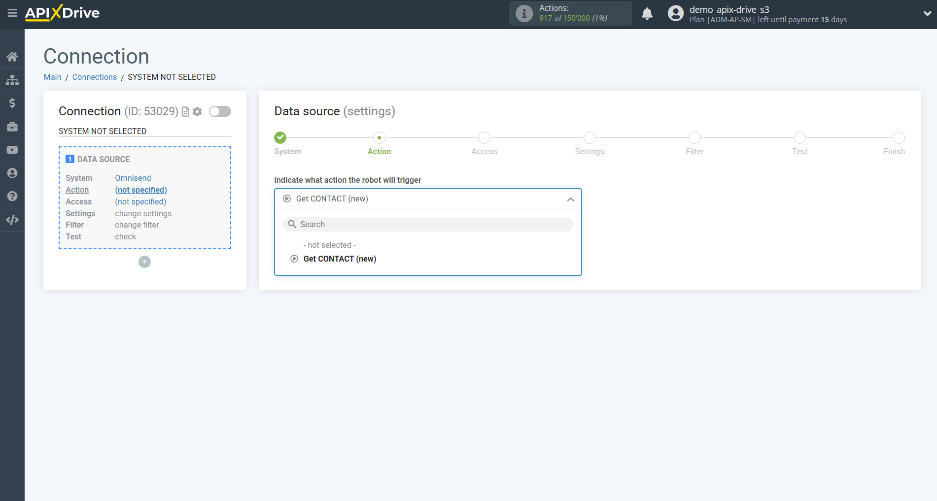 How to Connect Omnisend as Data Source | Action selection How to Connect Omnisend as Data Source | Action selection