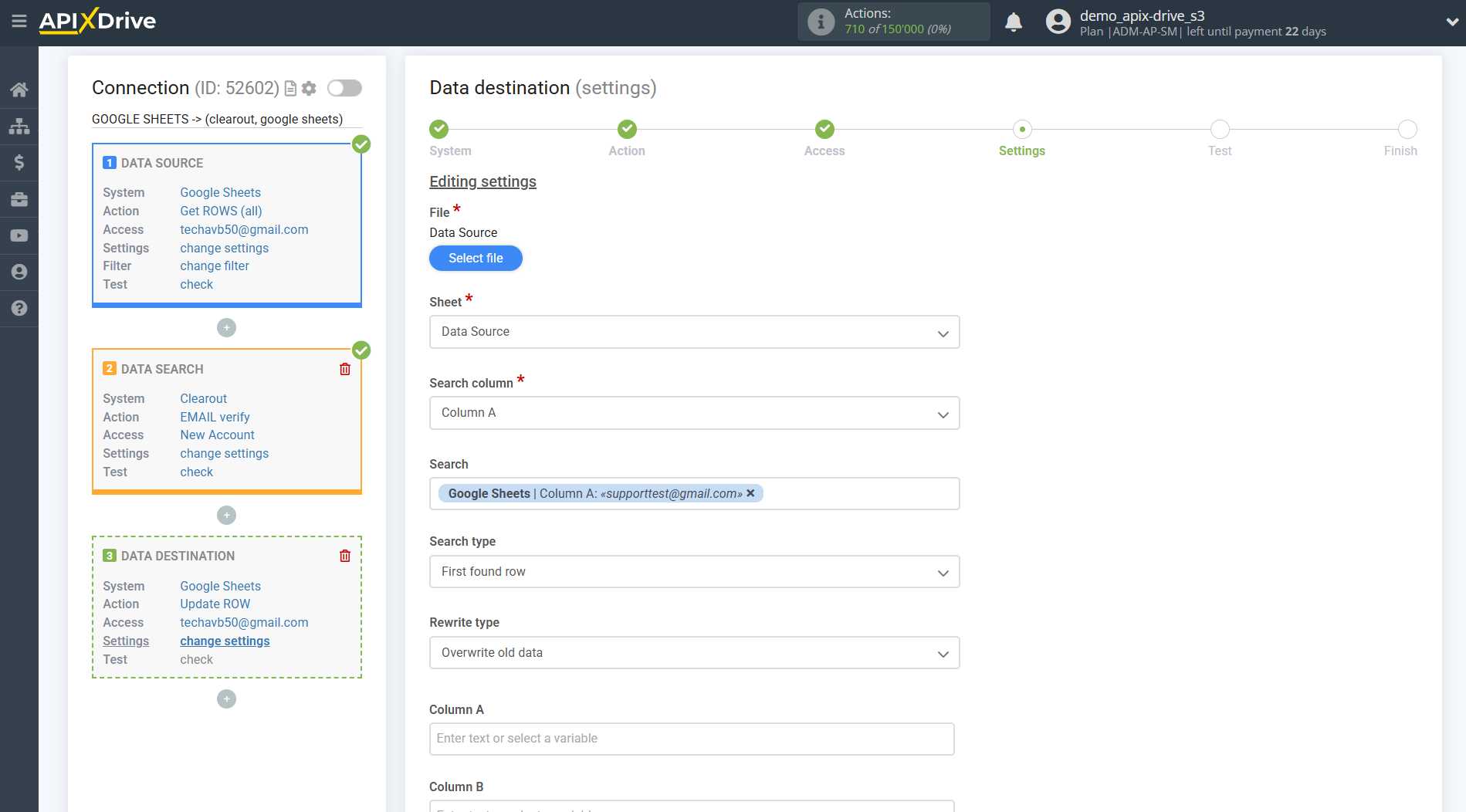 Setting Search to Verification E-MAIL Clearout in Google Sheets | Assigning fields Setting Search to Verification E-MAIL Clearout in Google Sheets | Assigning fields